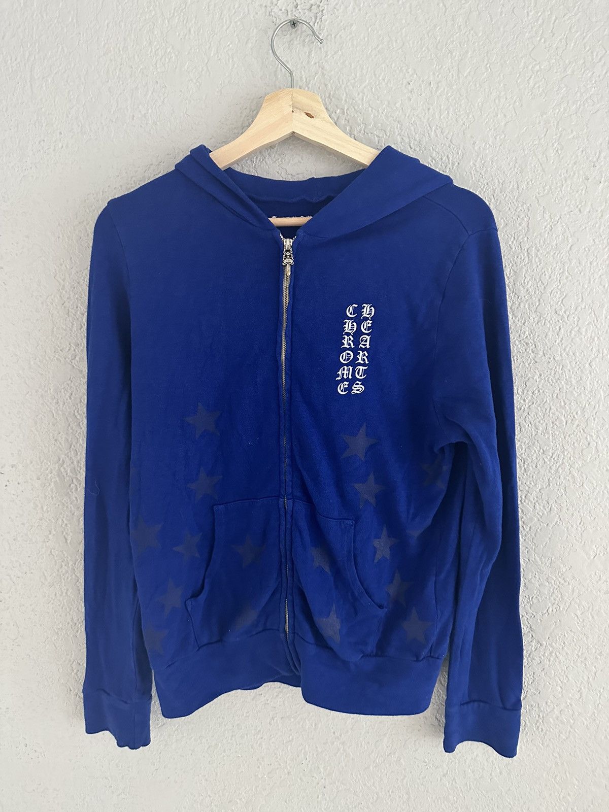 image of Chrome Hearts Full Zip Hoodie Size Small Blue Star, Men's