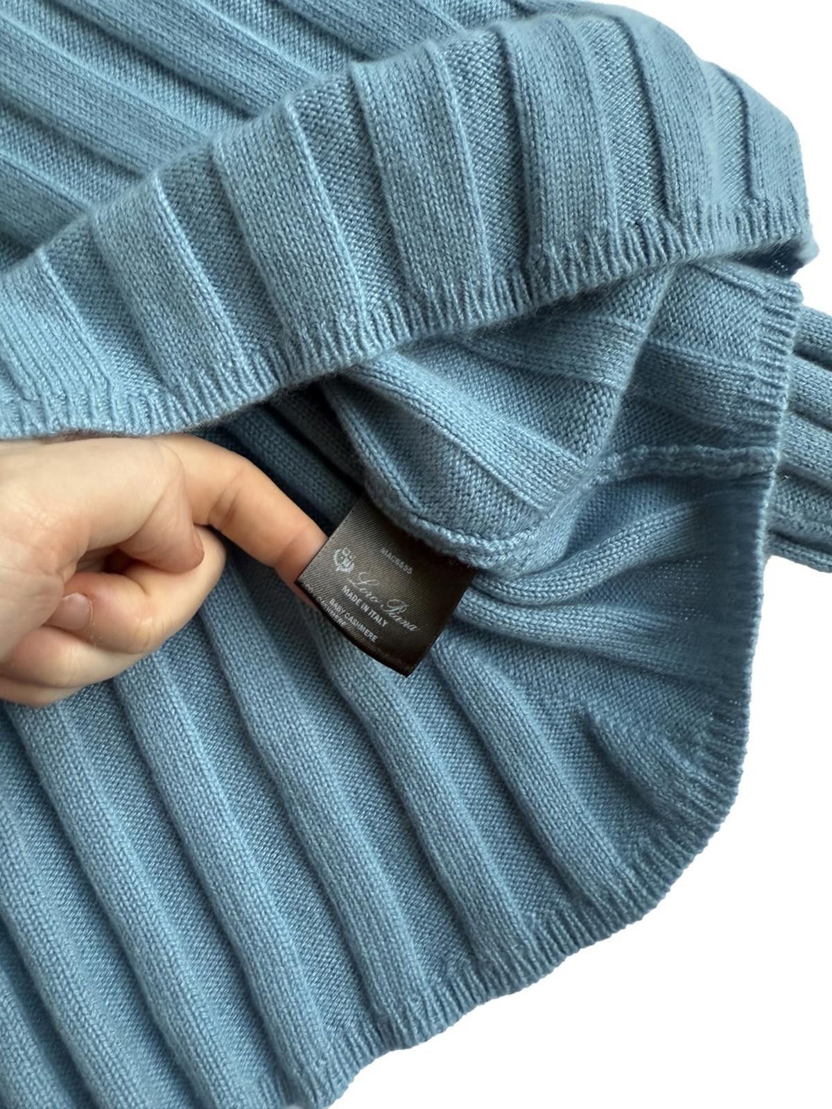 Loro Piana Loro Piana Blue Cashmere Ribbed V Neck Knitted Jumper Size US M / EU 48-50 / 2 - 4 Thumbnail