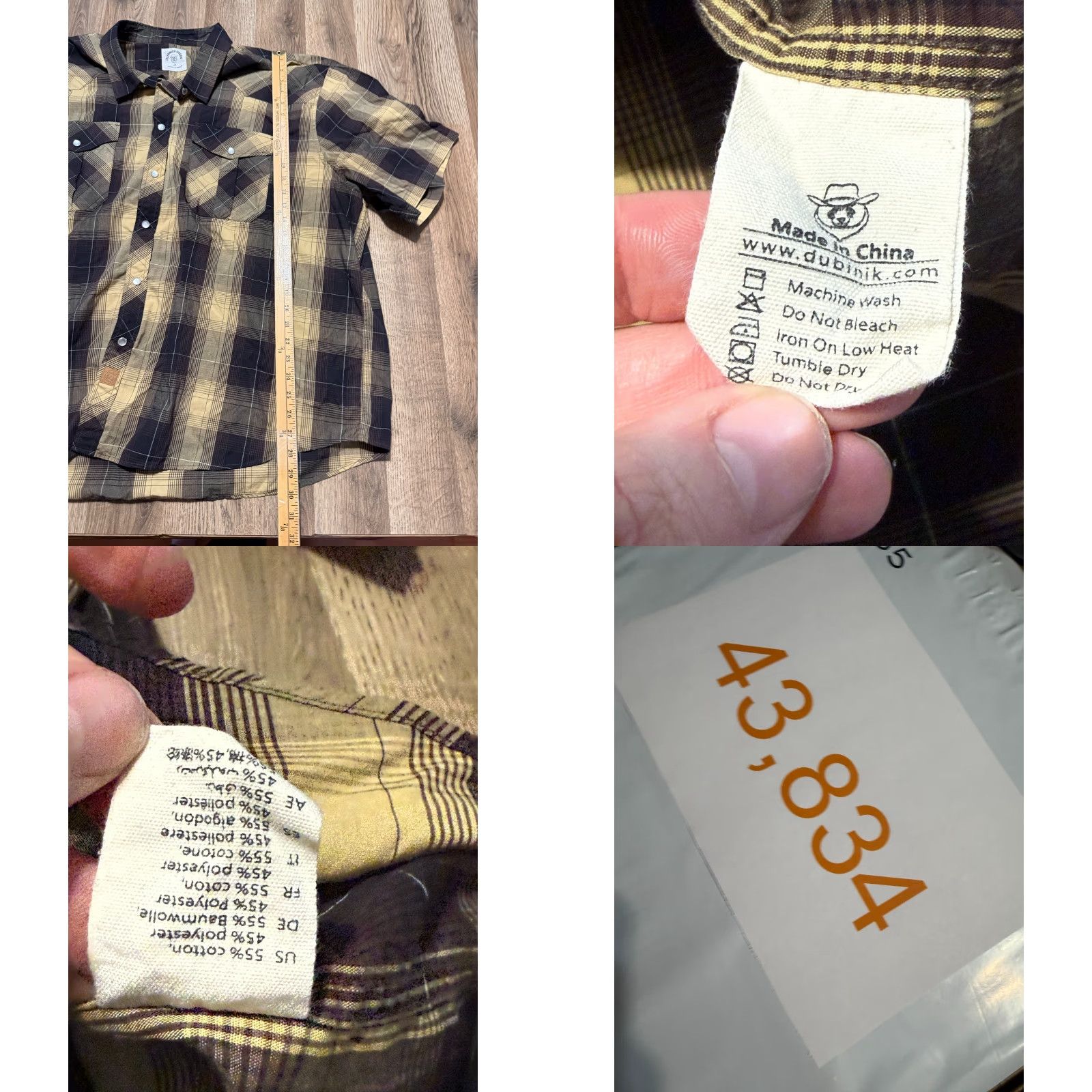 Vintage Customized Version Shirt 4XL Plaid Button Up Men’s Black Green Brown Cotton Casual Shirt Size US XXL / EU 58 / 5 - 8 Thumbnail
