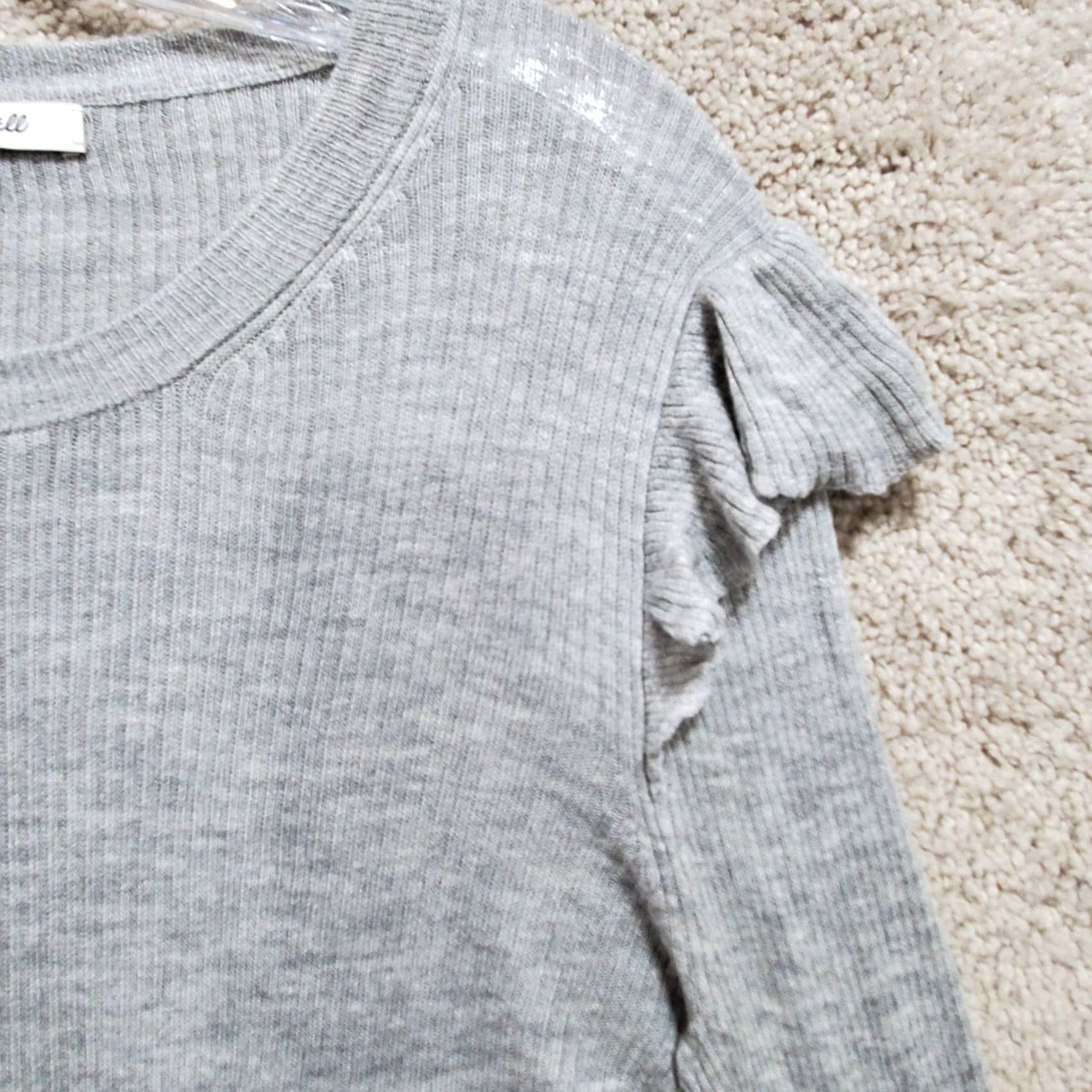 Madewell Madewell Classic Ribbed Knit Blouse - Medium Gray Size M / US 6-8 / IT 42-44 - 6 Thumbnail