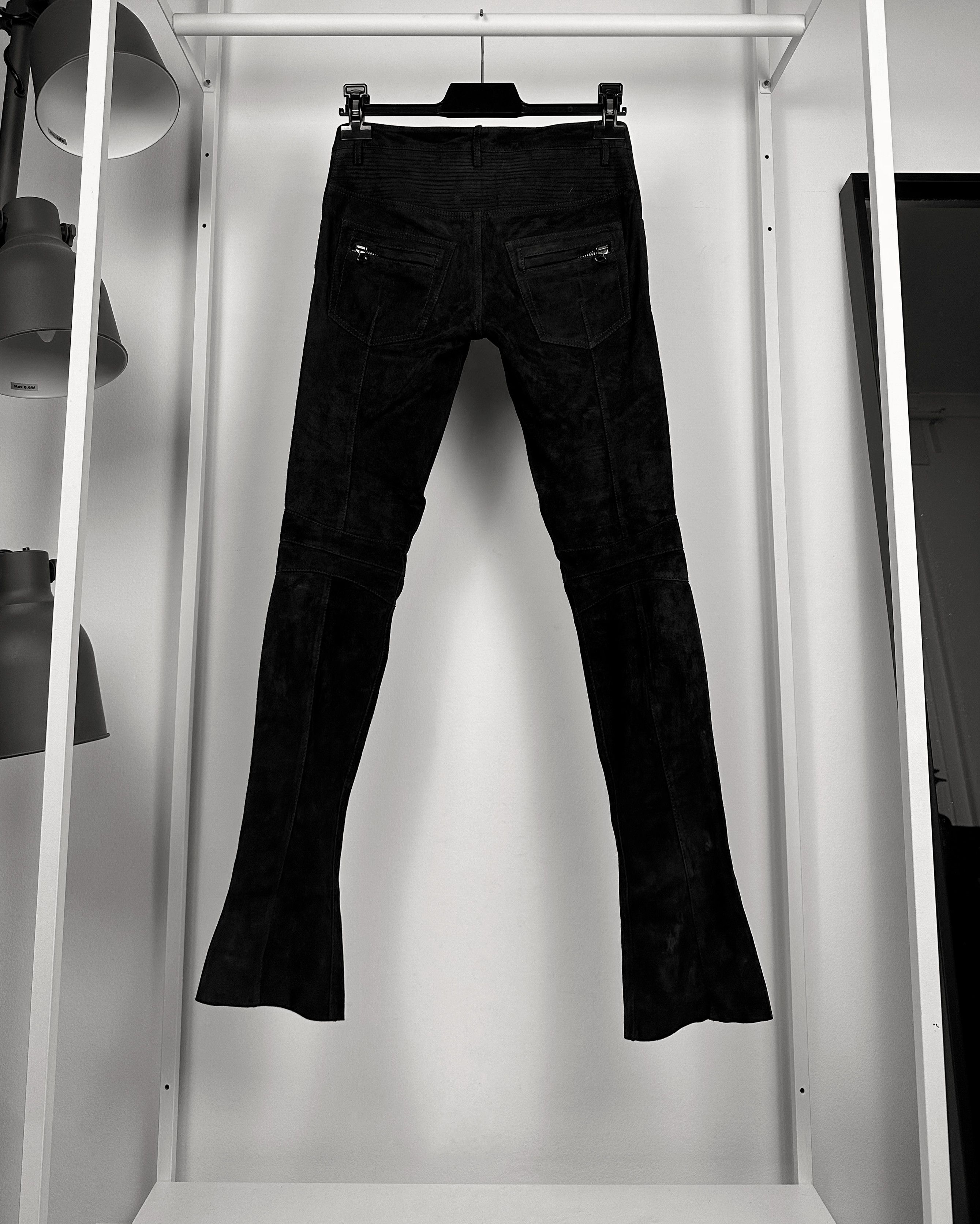 Balmain Balmain Suede Leather Flared Bootcut Biker Jeans Size US 27 - 2 Thumbnail