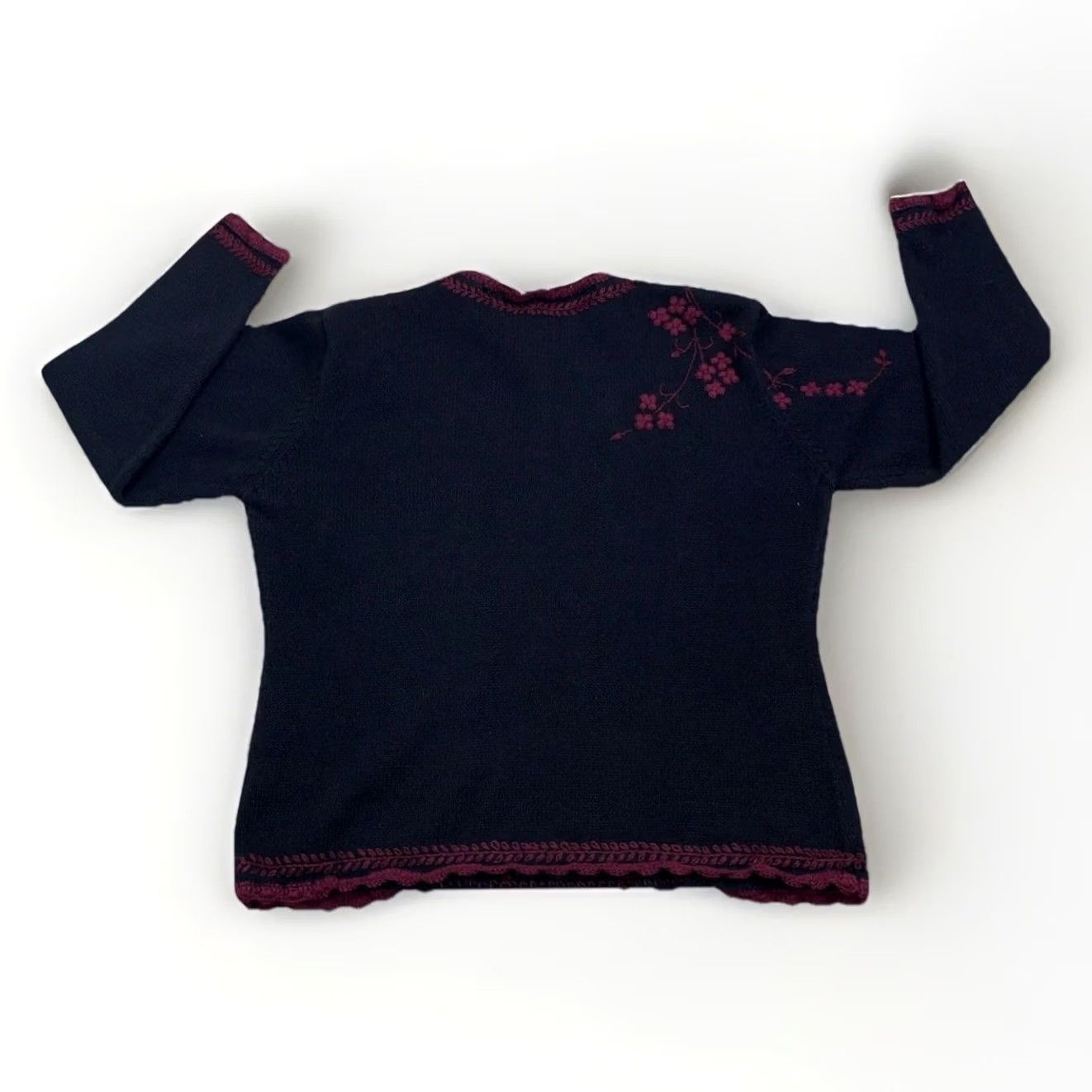 Vintage VINTAGE Christopher & Banks Embroidery Floral Knit Sweater XL Women Pullover 90s Black Long Sleeve Autumn Winter Spring Size XL / US 12-14 / IT 48-50 - 5 Thumbnail