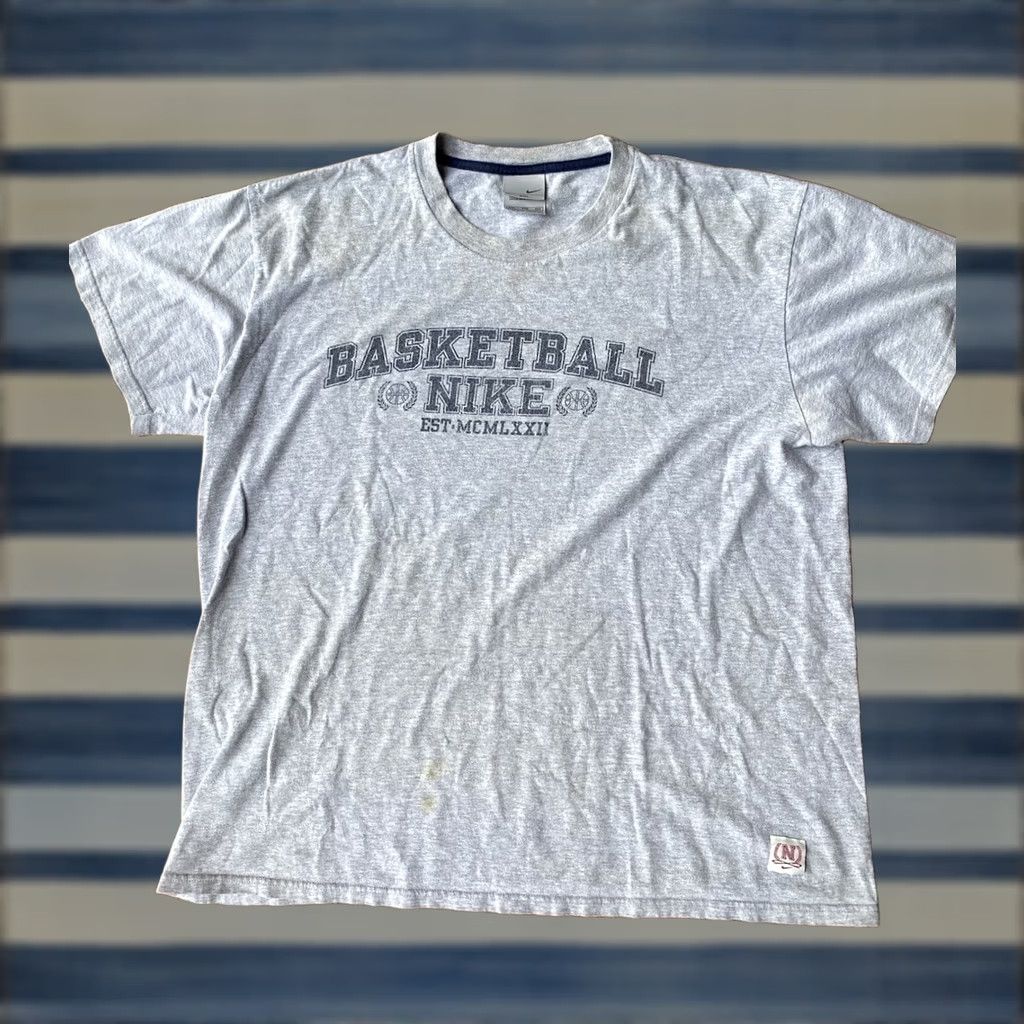 Nike VINTAGE Nike Basketball Spell Out T-Shirt 2XL Gray Crew Neck Long Sleeve Men - USA 90s Retro Hip Hop College Sports Pattern Embroidered Knit Cotton Size US XXL / EU 58 / 5 - 1 Thumbnail