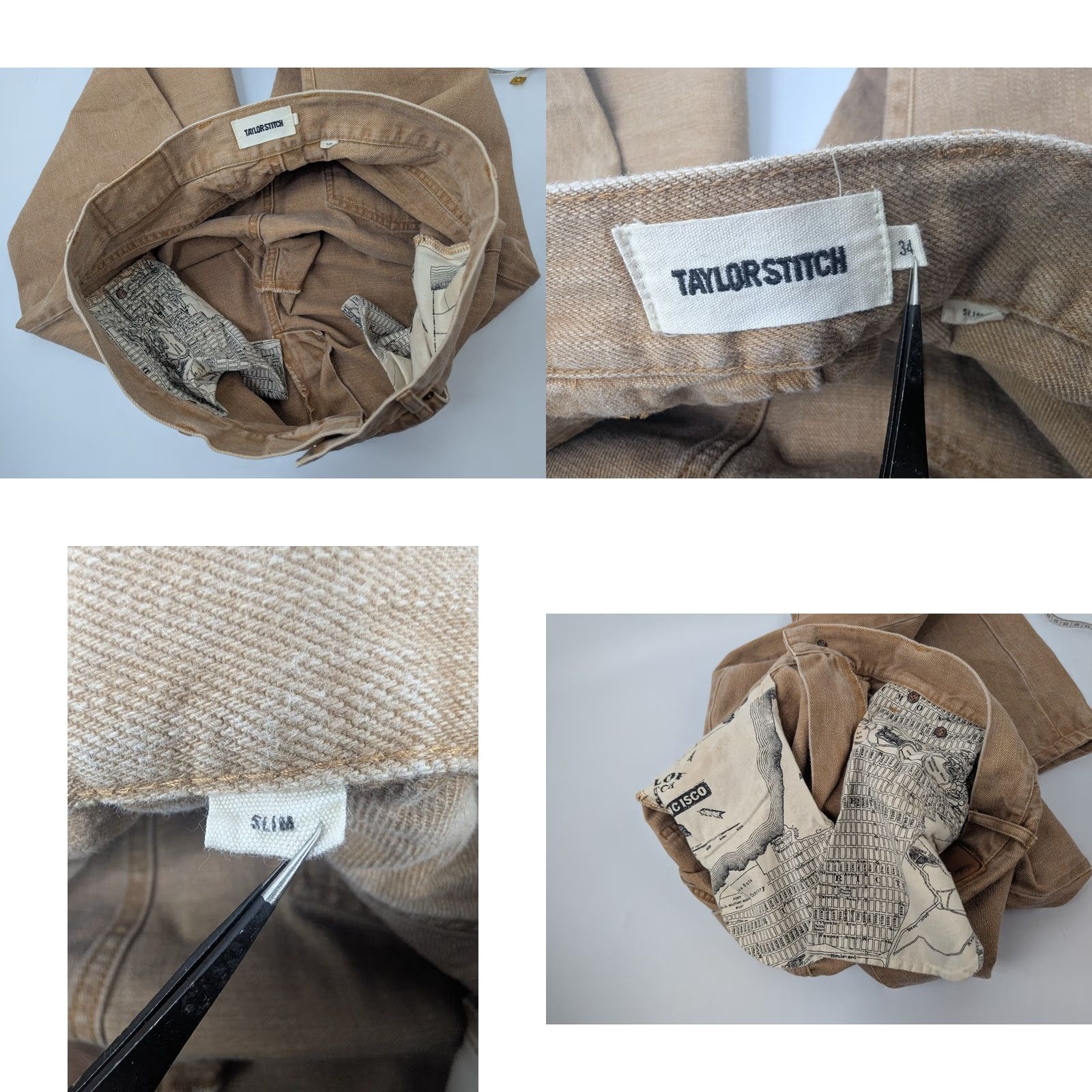 Taylor Stitch Taylor Stitch Jeans Slim Sand Tan Selvedge Denim Mens 34 Brown Cotton 5-Pocket Design Straight Mid Rise Vintage No Size US 34 / EU 50 - 9 Thumbnail