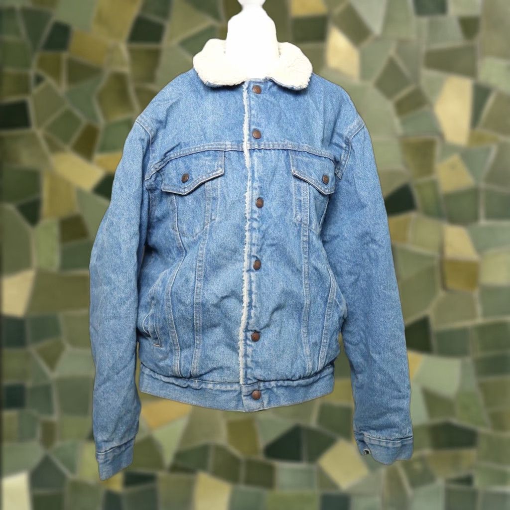Vintage VINTAGE 80s Plain Pockets blue denim sherpa lined jacket M Mens Denim Shirt/Coat Size US M / EU 48-50 / 2 - 1 Thumbnail