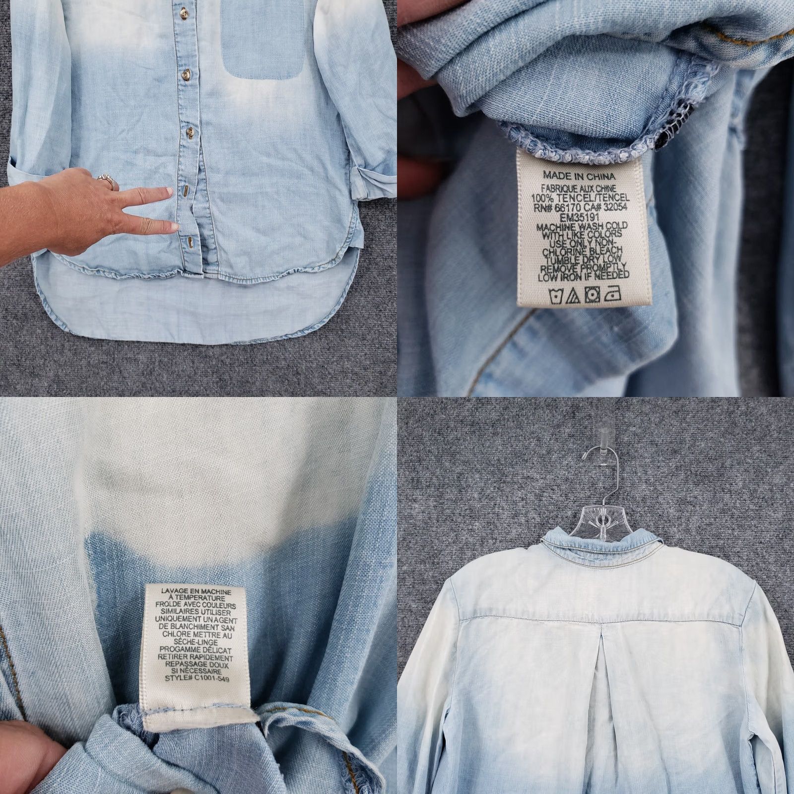 CLOT Cloth & Stone Shirt Womens XS Blue Chambray Button Down Long Sleeve Size XS / US 0-2 / IT 36-38 - 8 Thumbnail