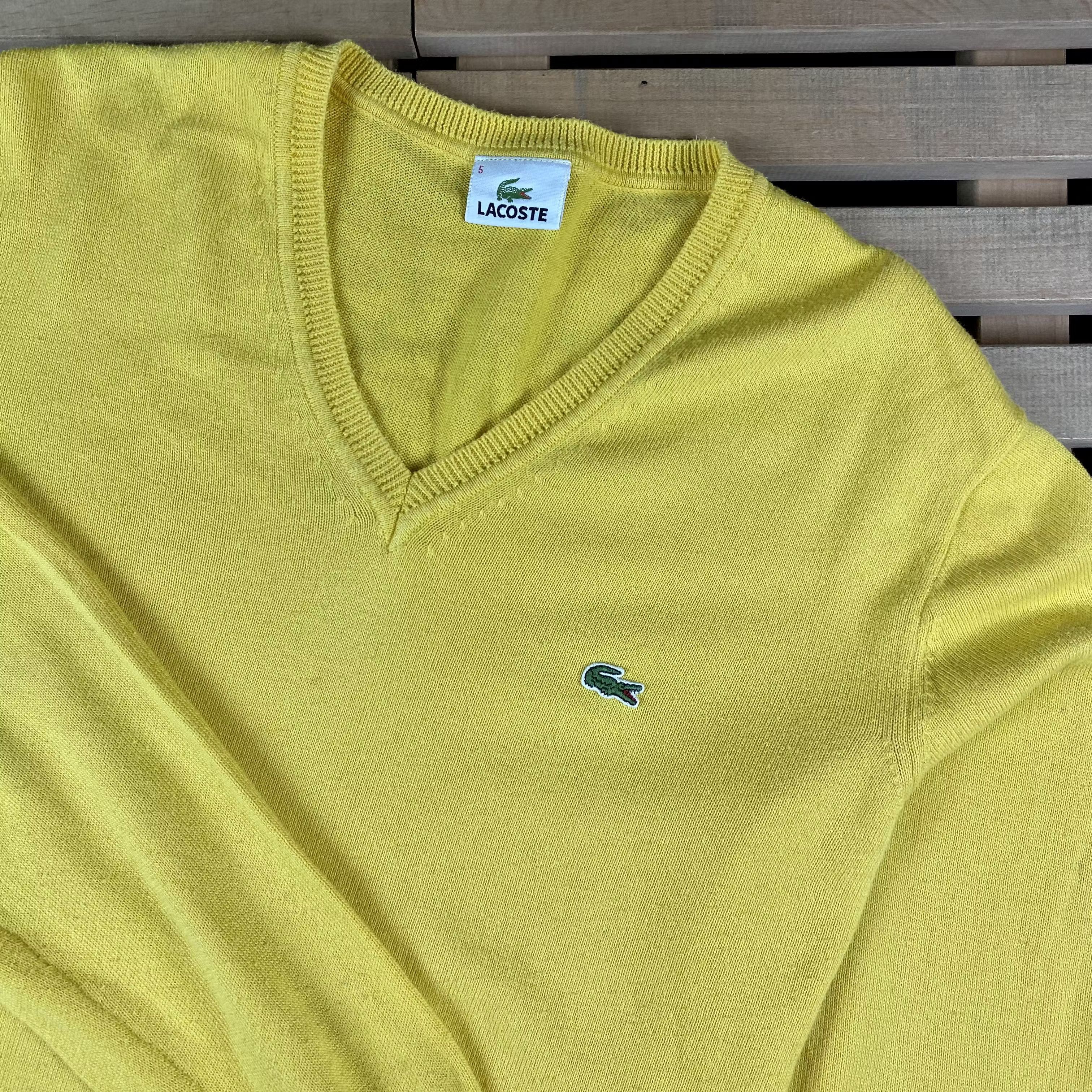 Lacoste × Vintage Mens Jumper V Neck Lacoste Vintage Size 5 Size US L / EU 52-54 / 3 - 2 Thumbnail