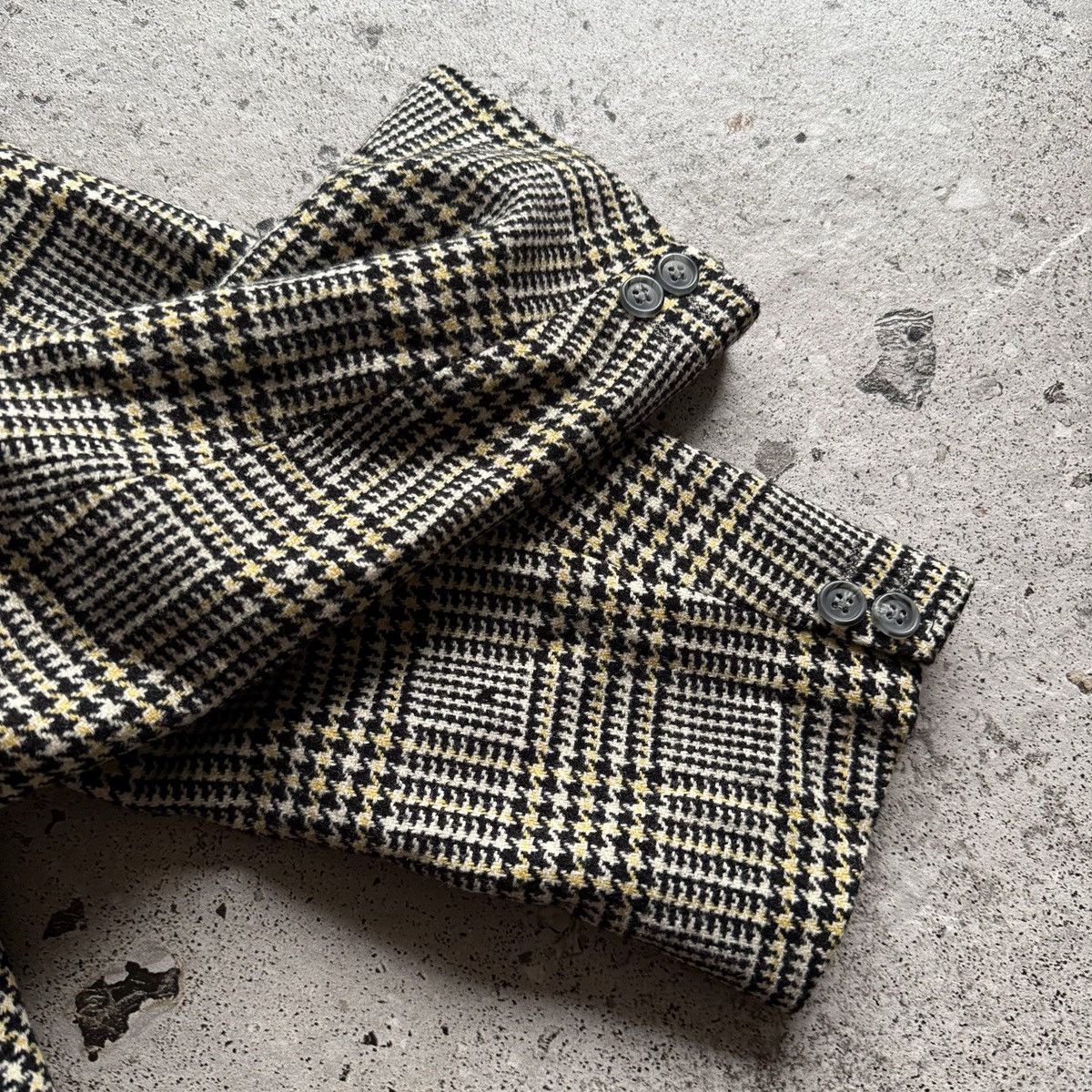 Valentino Valentino Mens Vintage Beige Houndstooth Check Wool Blazer Size 44S - 13 Thumbnail