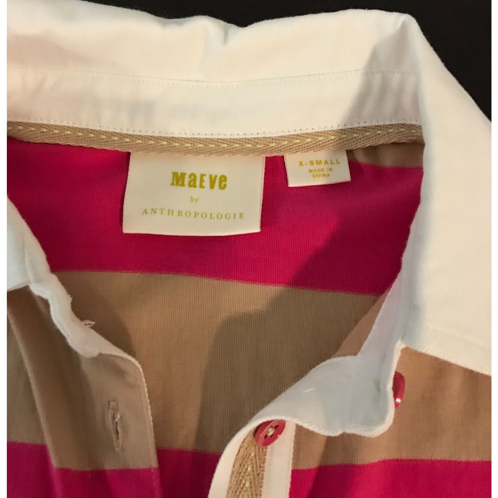 Anthropologie Anthropologie Maeve Porter Striped Sleeveless Pink Tan Polo Size XS / US 0-2 / IT 36-38 - 4 Thumbnail