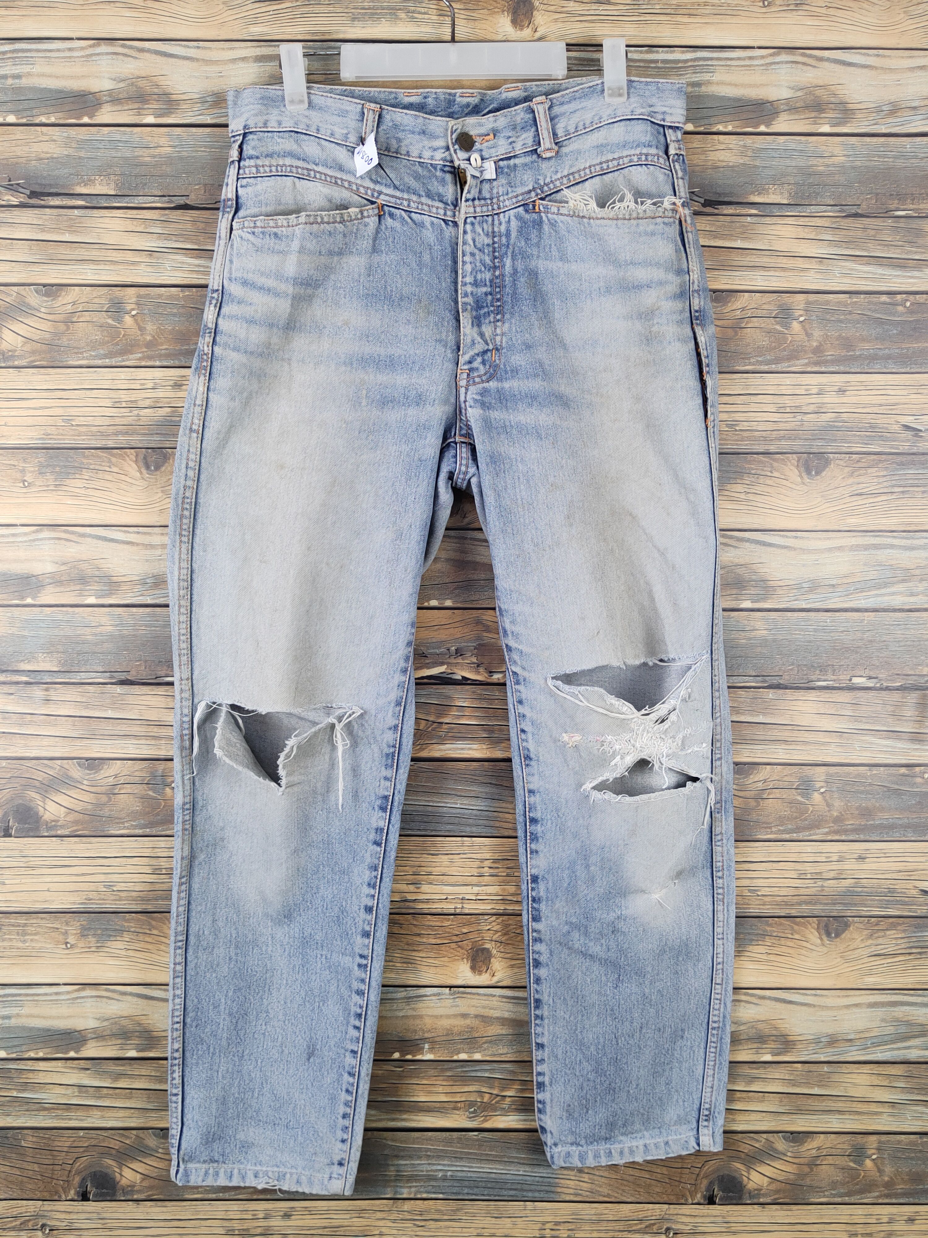 Edwin Edwin Light Blue Distressed Ripped denim Jeans #W1800 Size US 33 - 1 Thumbnail