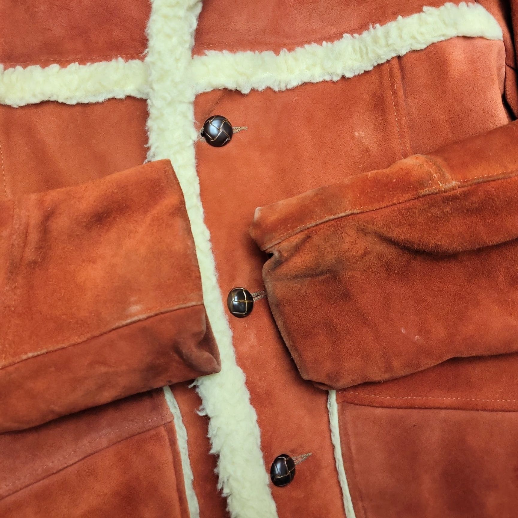 Vintage VINTAGE VTG Suede leather Jacket Mens 40 Rust Orange Western Rancher Cowboy Vancourt 70s Size US XXS / EU 40 - 5 Thumbnail