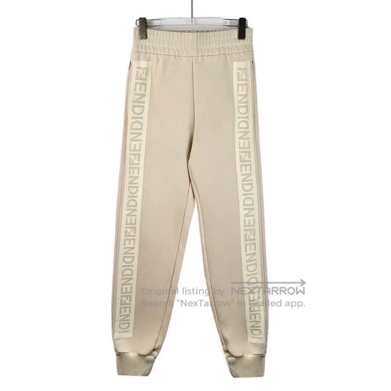 Fendi Fendi Beige side logo letter cotton elastic leg casual spo Size 24" / US 00 / IT 34 - 1 Thumbnail