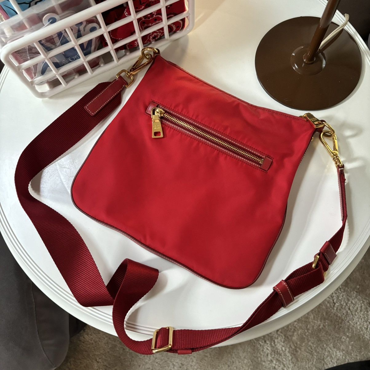 Prada Prada Red/Gold Nylon Crossbody Bag Size ONE SIZE - 2 Thumbnail