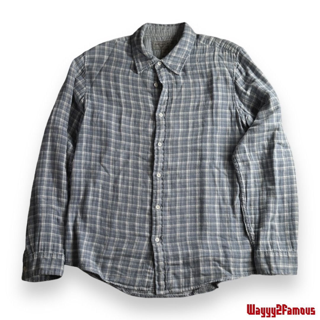 Michael Kors Blue Flannel Button Up Size US L / EU 52-54 / 3 - 1 Thumbnail