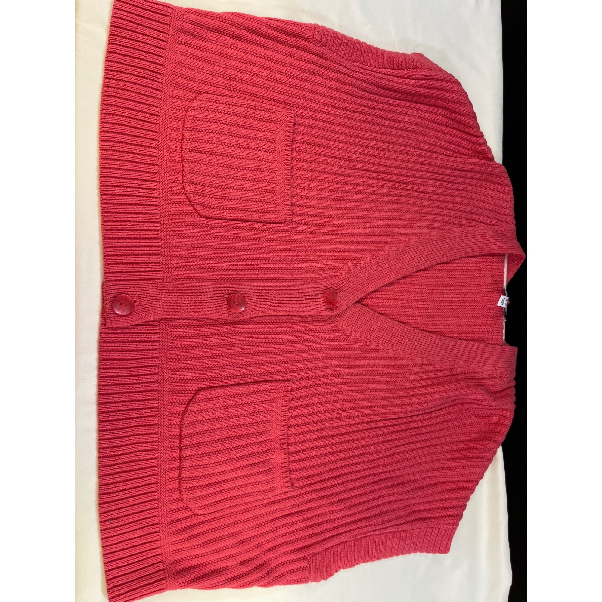 Isaac Mizrahi IssacMizrahiLive womens Coral Cropped Knit Cardigan Size L S Size L / US 10 / IT 46 - 4 Thumbnail