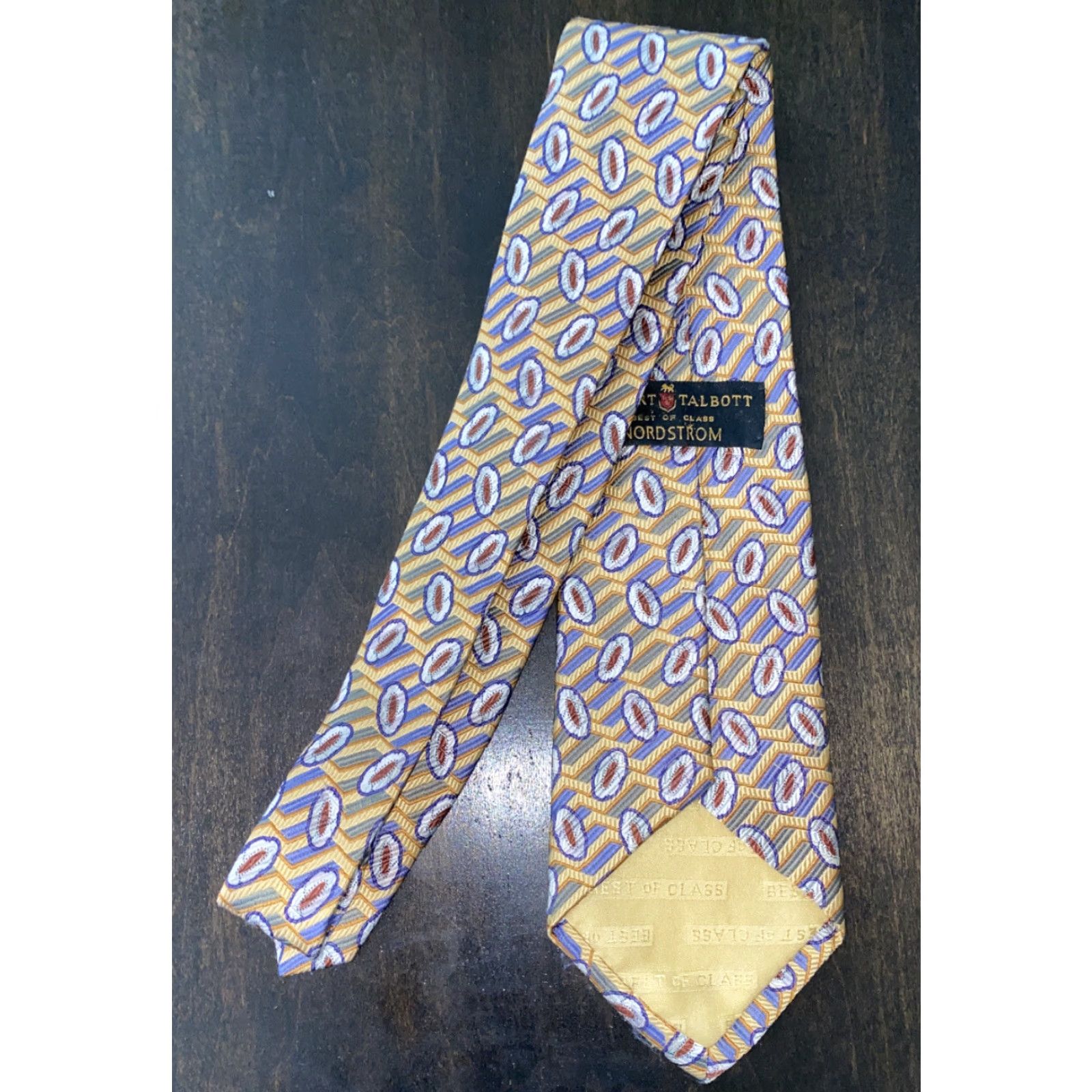 Robert Talbott Nordstrom Robert Talbott Silk Tie 57 Inches Yellow/Gray Multi-Color Tie Men Classic 57 in. Size ONE SIZE - 5 Thumbnail