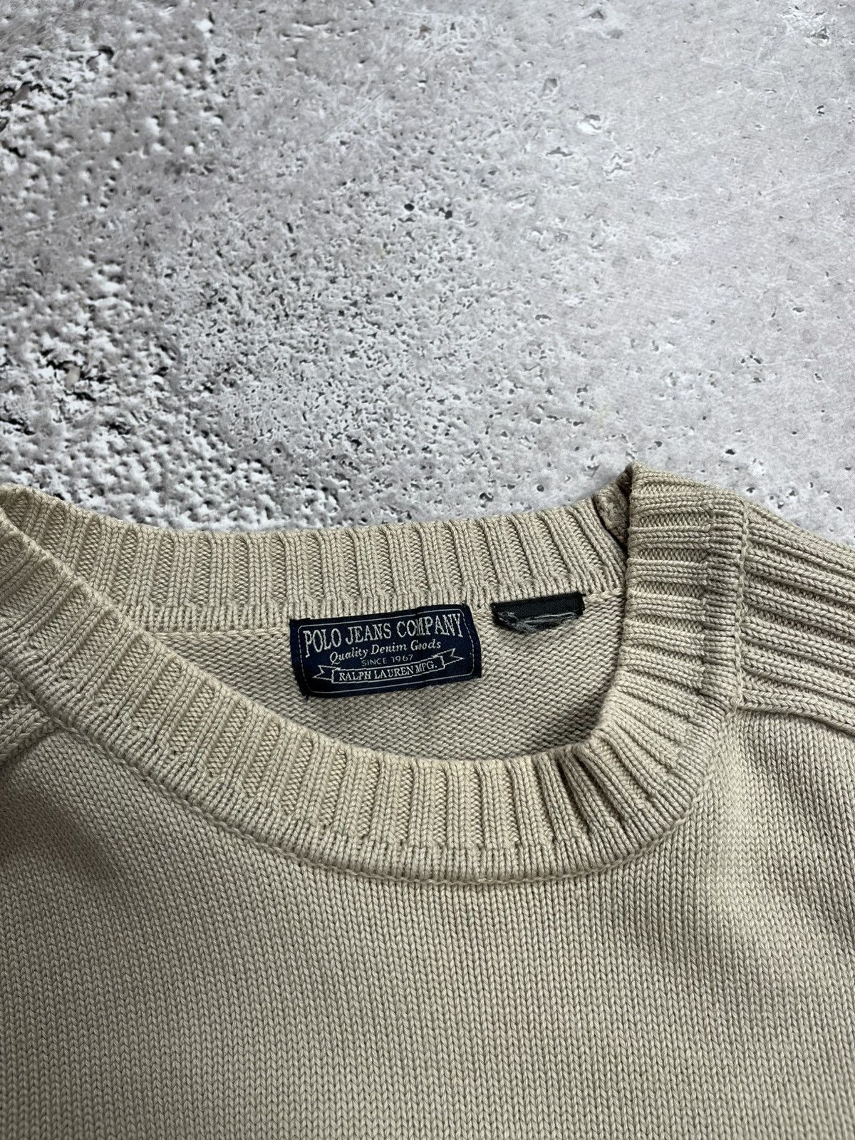 Polo Jeans Company RL Beige Knit Sweater Ribbed Sleeves