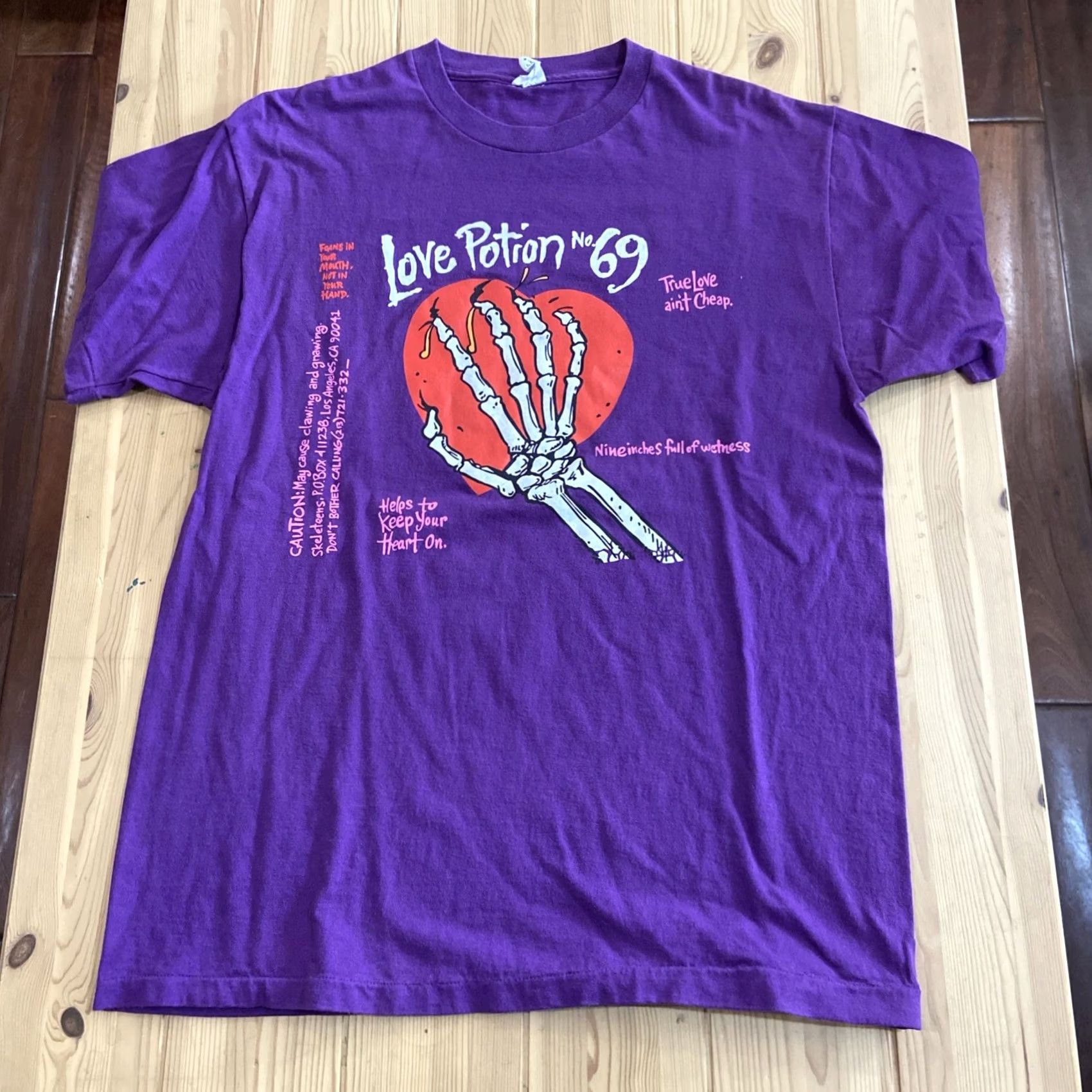 Vintage VINTAGE 90s LOVE POTION NO. 69 T-Shirt Purple XL Skeleteen Oneita Crew Neck Short Sleeve Men's7 Size US L / EU 52-54 / 3 - 2 Thumbnail