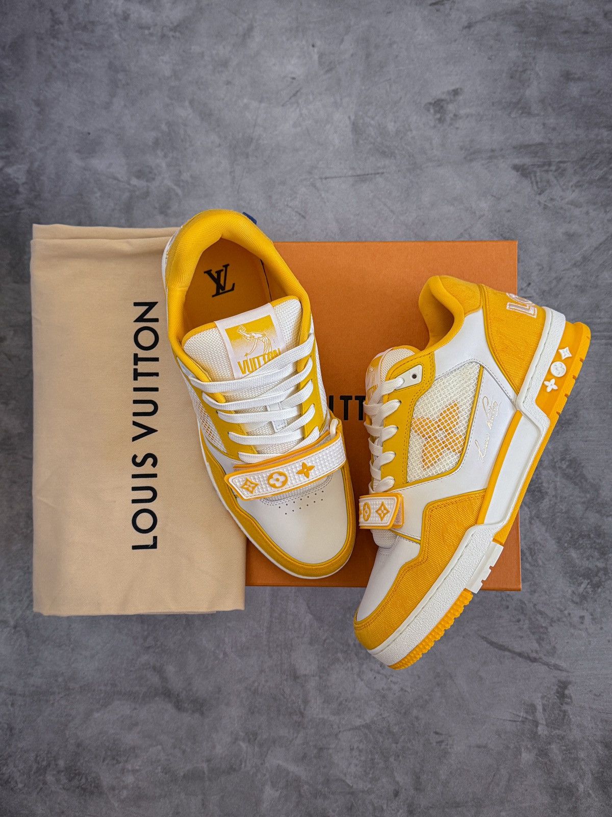Louis Vuitton LV Louis Vuitton Trainer Monogram Denim Yellow Strap 