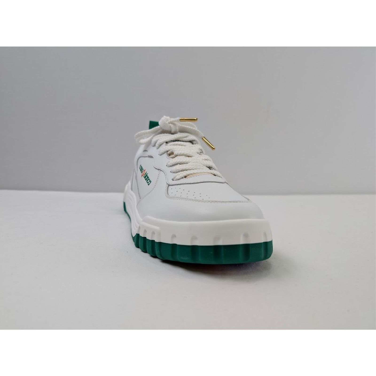 Casablanca o1rshd1 Leather Court Sneaker in White/Green Size US 14 / EU 47 - 2 Thumbnail