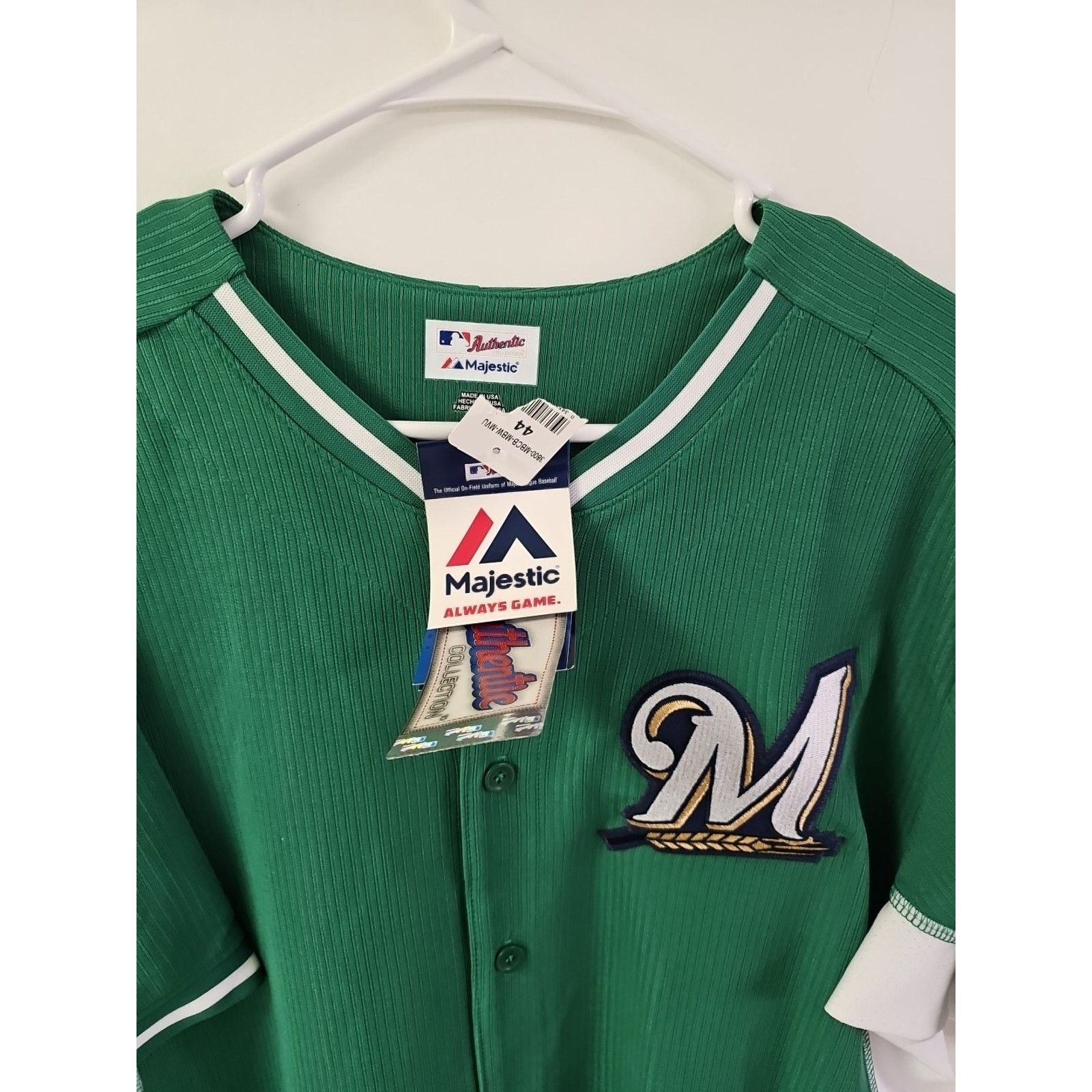 Majestic Majestic Coolbase MLB Jersey size 44 Milwaukee Brewers Size US L / EU 52-54 / 3 - 3 Thumbnail
