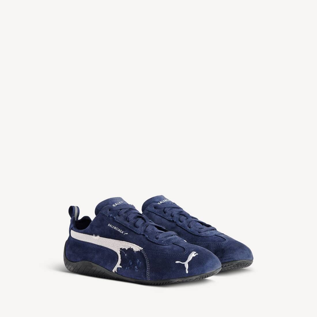 Balenciaga × Puma o1w1db10326 Speedcat Suede Sneakers in Navy/White Size US 12 / EU 45 - 2 Thumbnail