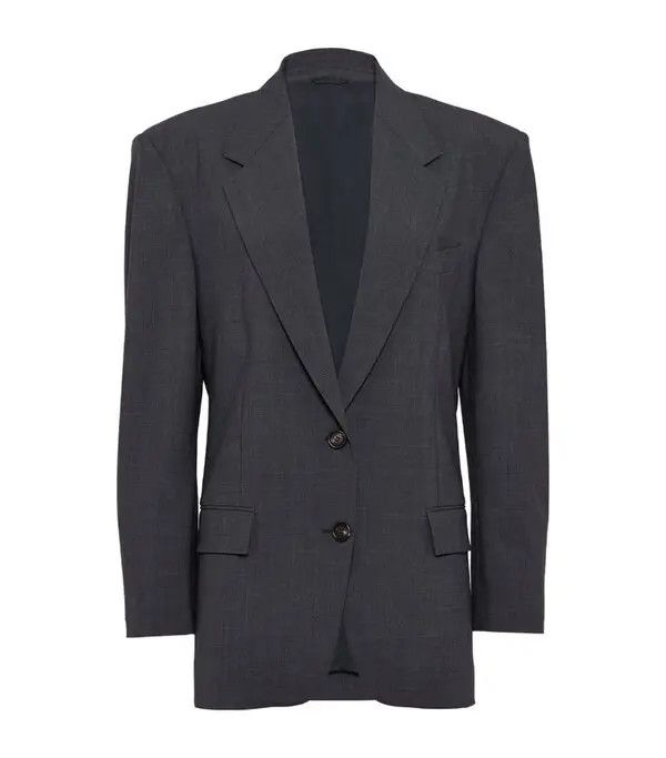 Brunello Cucinelli o1w1db10825 Woven Jacket Wool in Dark Grey Size L / US 10 / IT 46 - 1 Thumbnail