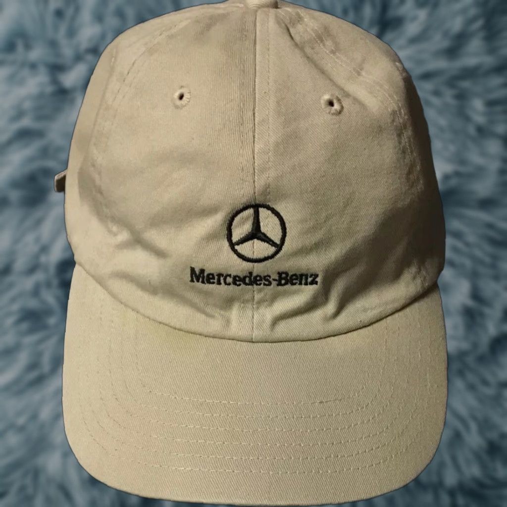 Mercedes-Benz VINTAGE Mercedes Benz Faded Strapback Hat - 90s Grunge Car Racing Beige Adjustable Baseball Cap Men Mens Formulation? Size ONE SIZE - 1 Thumbnail