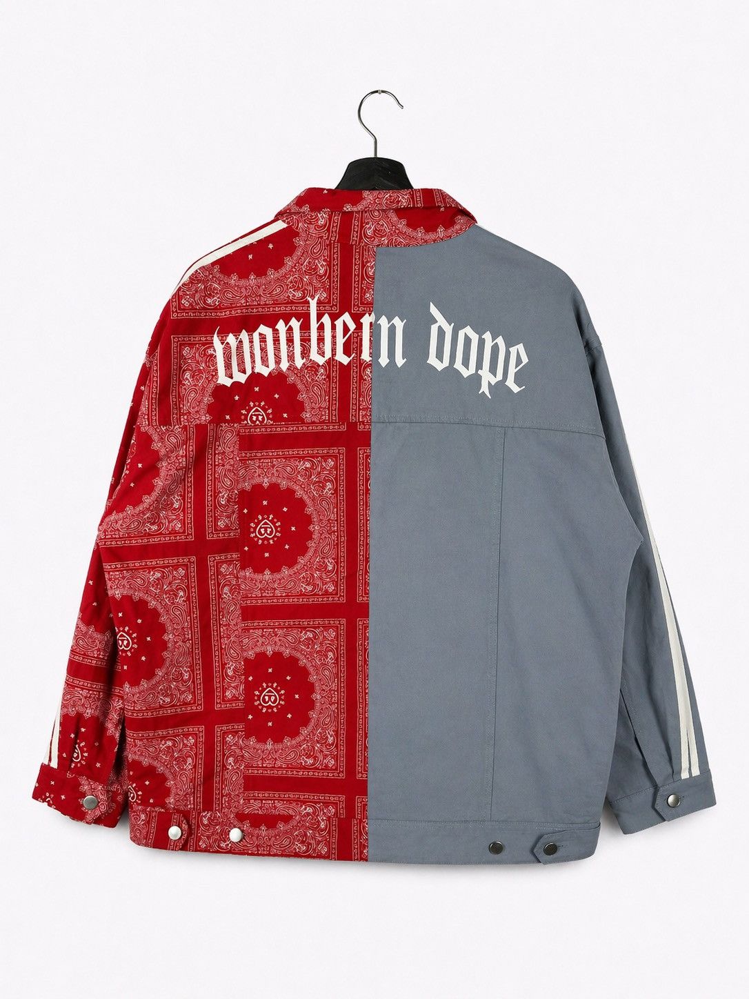 Japanese Brand Vintage KILLWINNER Split Bandana Jacket Red Grey Patchwork Size US XL / EU 56 / 4 - 2 Thumbnail