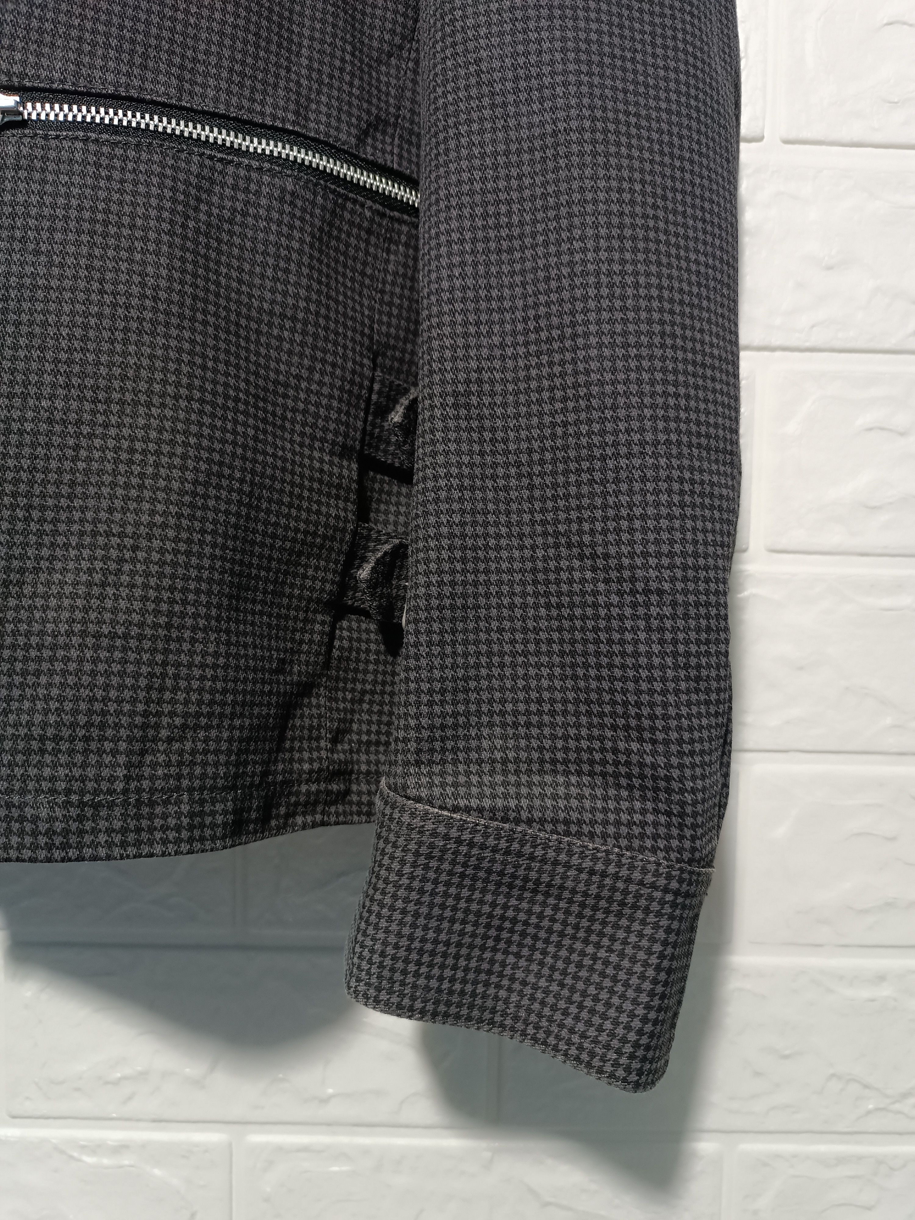Japanese Brand Vintage Moto Biker Jacket Micro Check Zip Detail Size US L / EU 52-54 / 3 - 6 Thumbnail