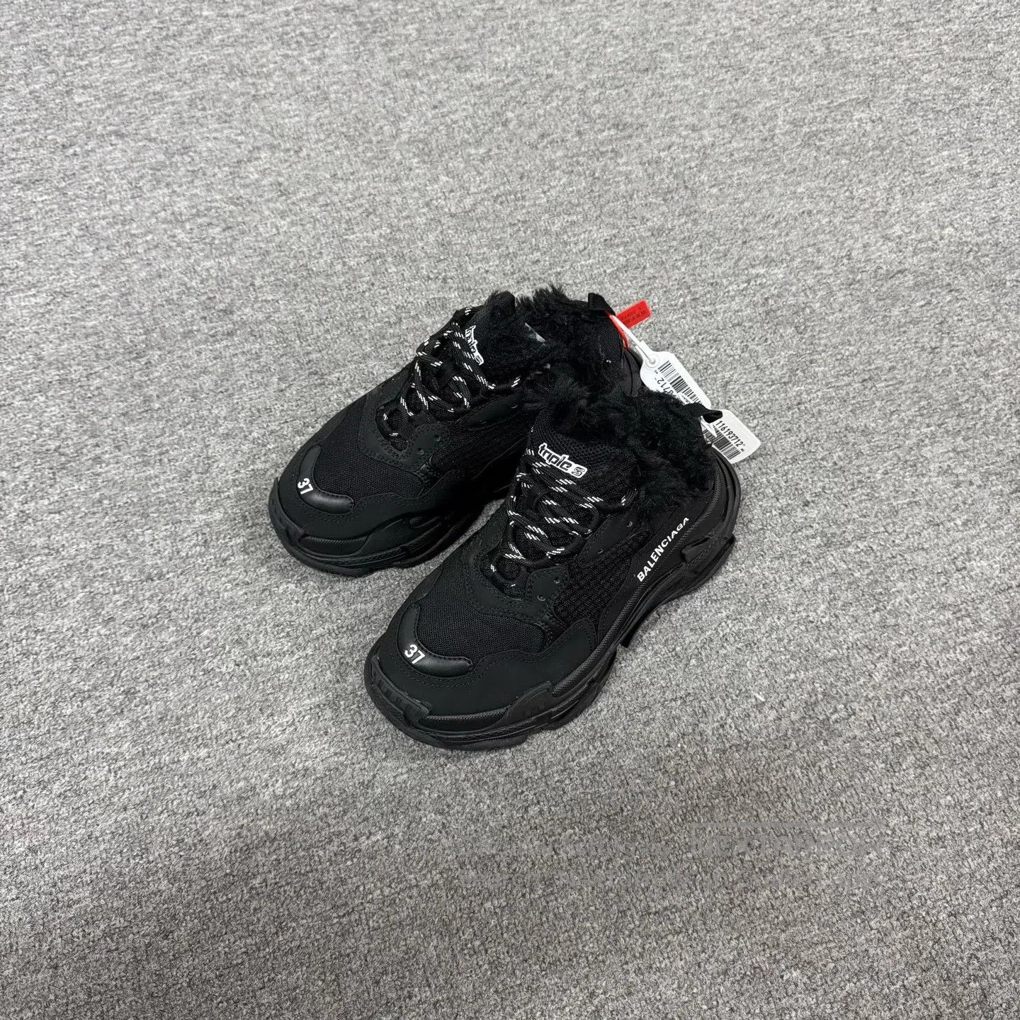 Balenciaga Balenciaga Triple S – All-black, velvety texture; dad shoe Size US 6.5 / IT 36.5 - 2 Thumbnail