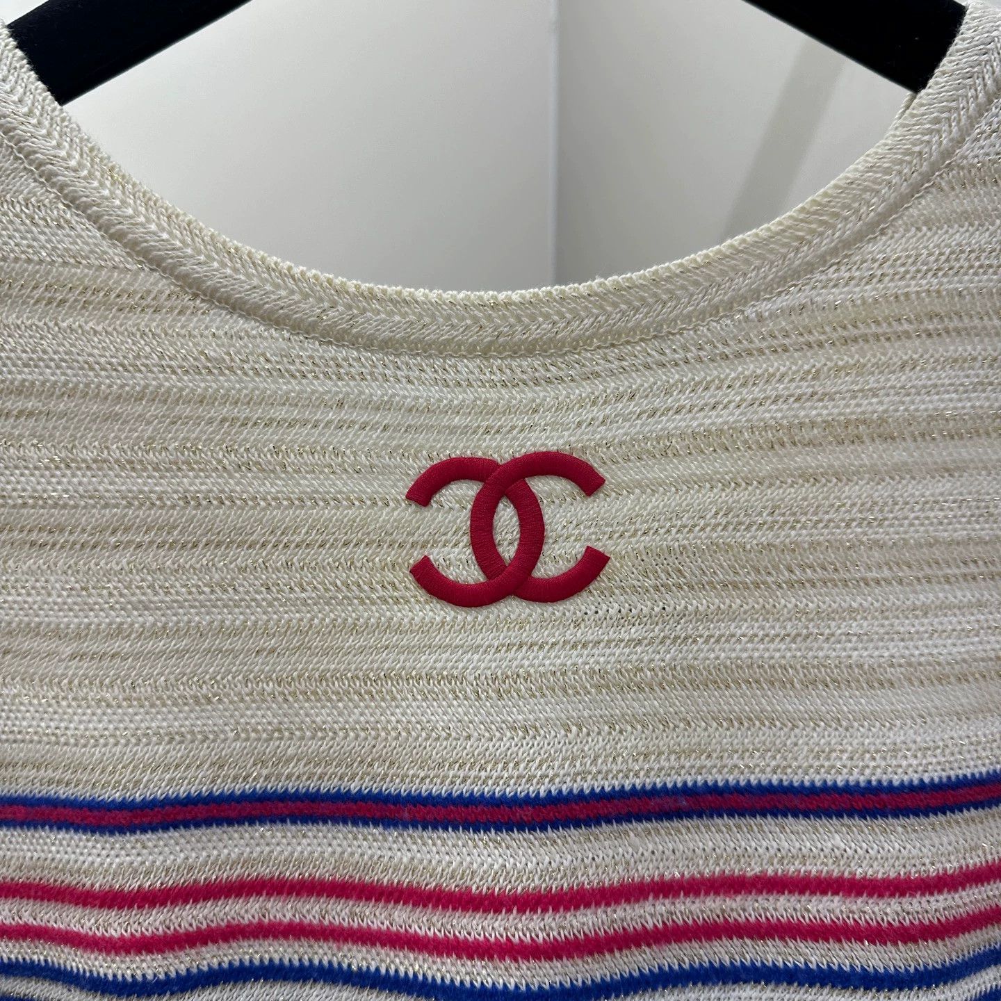 Chanel Chanel Resort striped logo gold linen knit tee 34 Size XS / US 0-2 / IT 36-38 - 6 Thumbnail