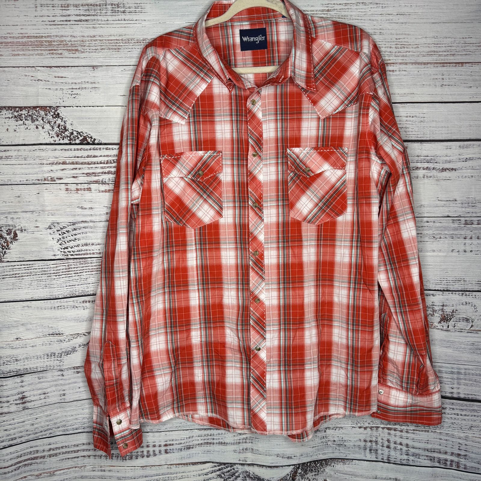 Wrangler Wrangler Plaid Stitch Long Sleeve Pearl Snap Western XXL Size US XXL / EU 58 / 5 - 1 Thumbnail