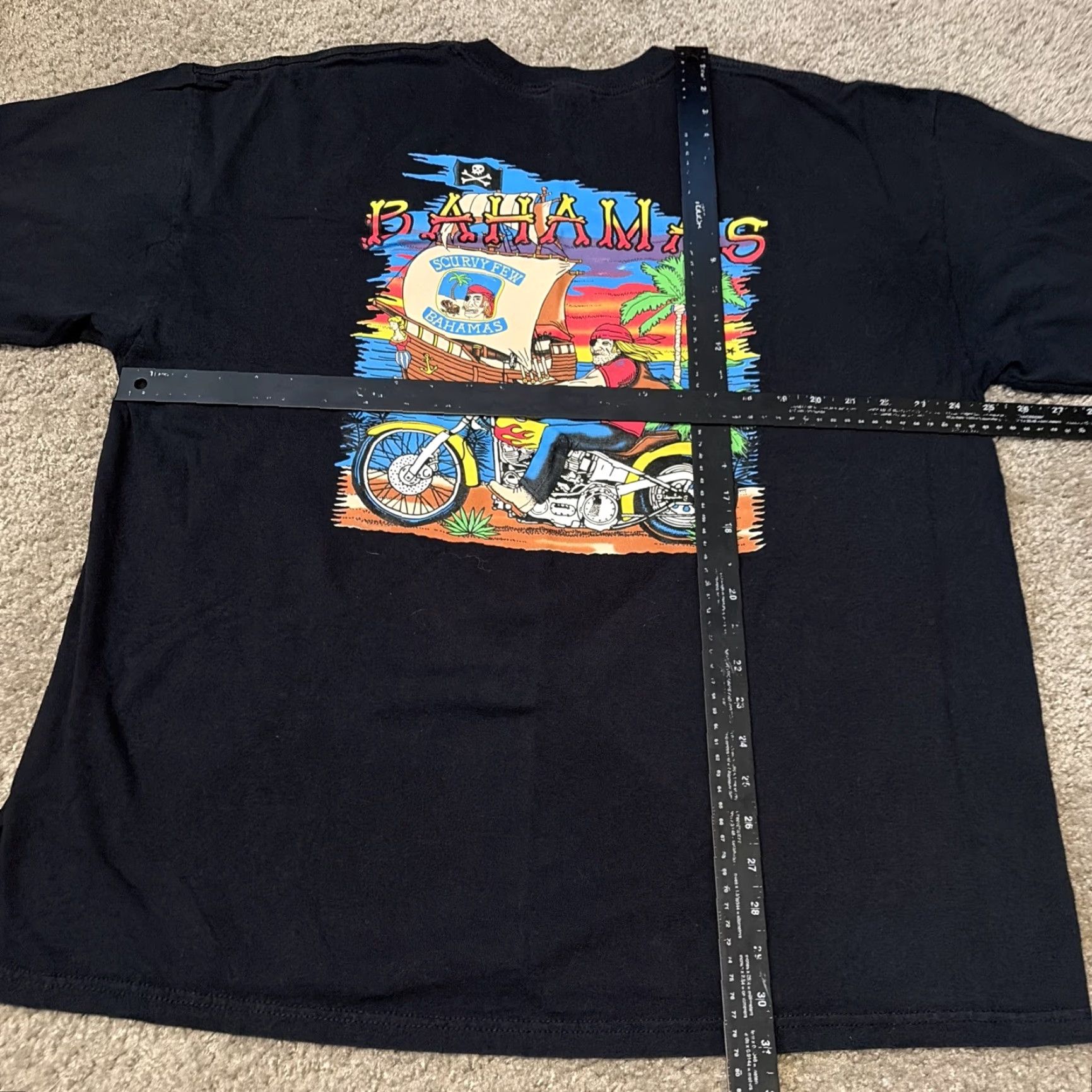 Gildan VINTAGE Scurvy Few Motorcycle Crew Biker Black T-Shirt 2XL Double Sided Bahamas Size US XXL / EU 58 / 5 - 5 Thumbnail