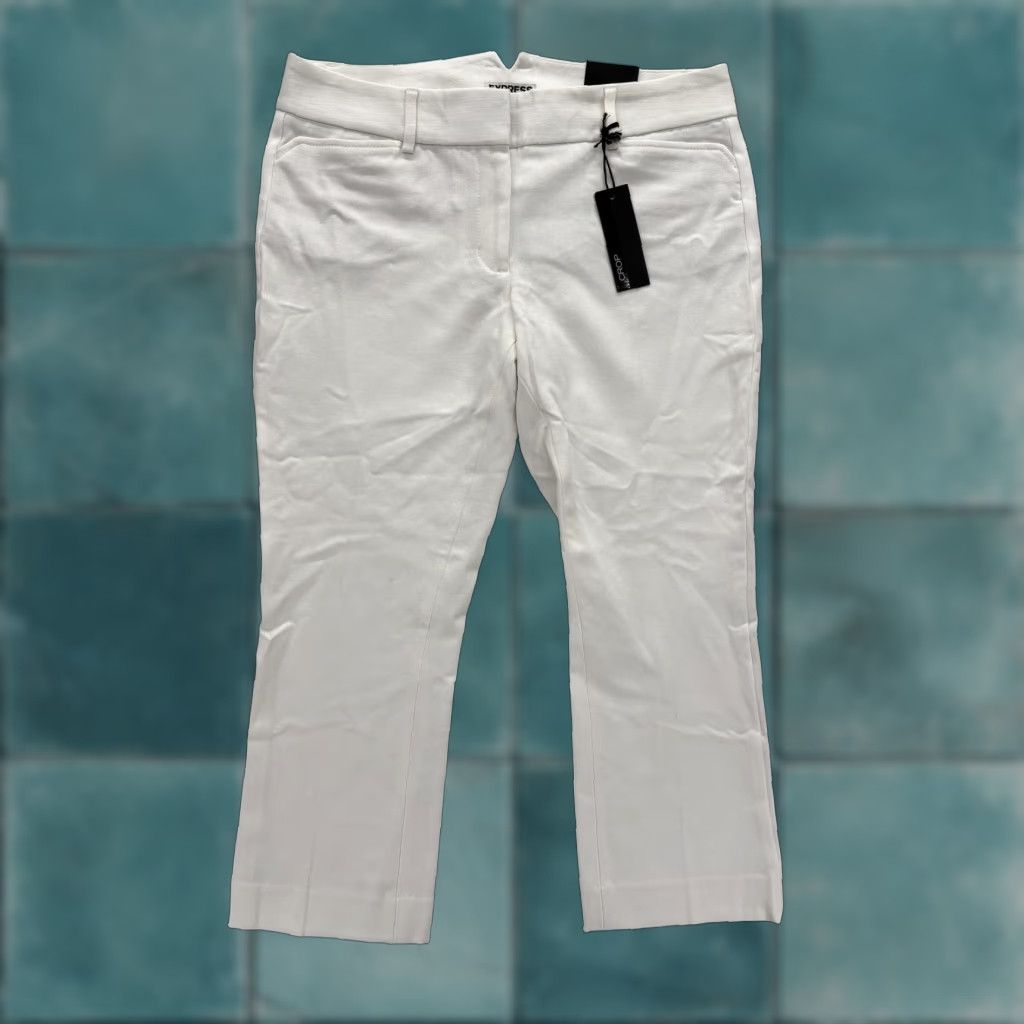 Express VINTAGE EXPRESS Crop Dress Pants Womens 6 White Straight Leg Twill Stretch NWT Size 28" / US 6 / IT 42 - 1 Thumbnail