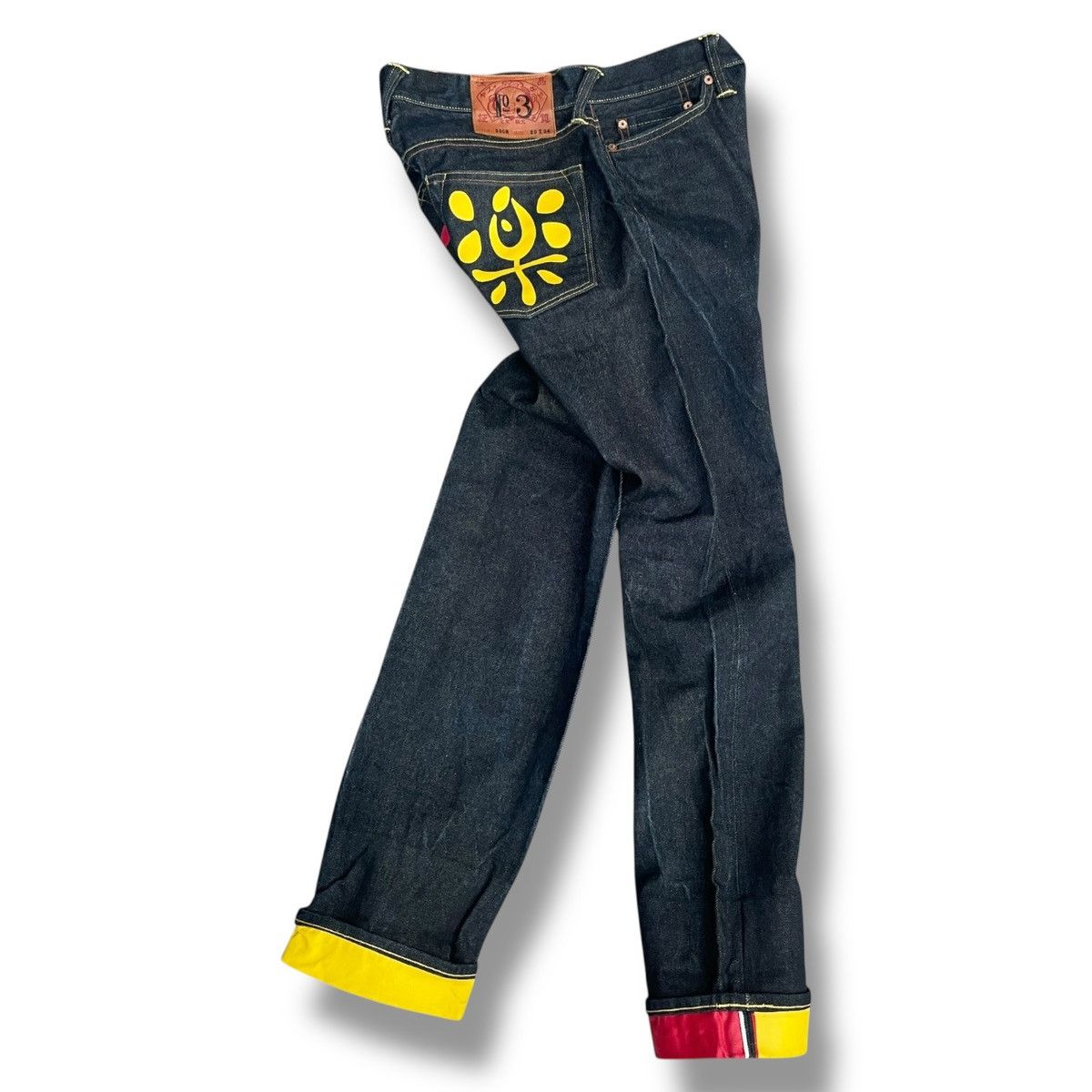 Evisu VINTAGE Evisu Flame Red/Yellow Selvedge Denim Jeans Lot 2008 Size US 29 - 3 Thumbnail