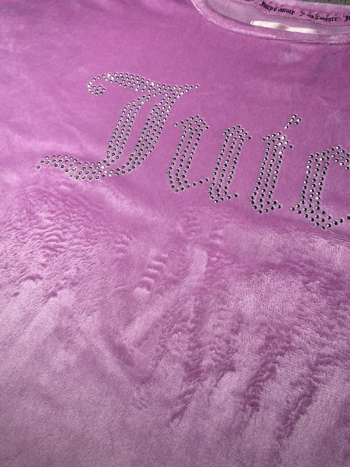 Juicy Couture × Vintage Juicy Couture Pink Velvet boxy cropped T-shirt with logo Size S / US 4 / IT 40 - 4 Thumbnail