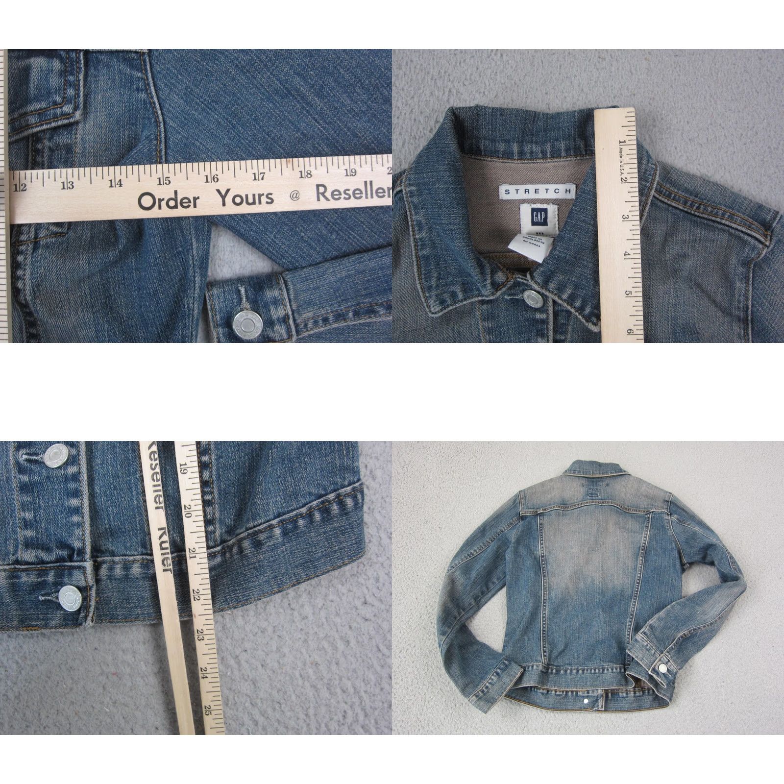 Gap Vintage GAP Denim Jacket - Size S, Blue, Cotton - Button Up 90s Stretch Size 28" / US 6 / IT 42 - 8 Thumbnail