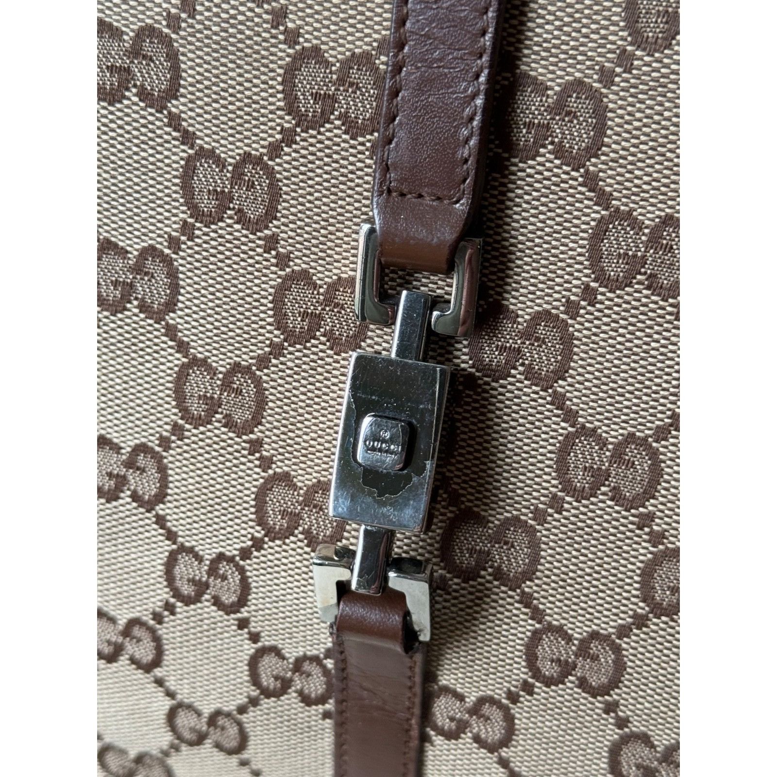 Gucci Gucci Monogram Jackie Canvas Beige Brown Shoulder Bag Size ONE SIZE - 15 Thumbnail