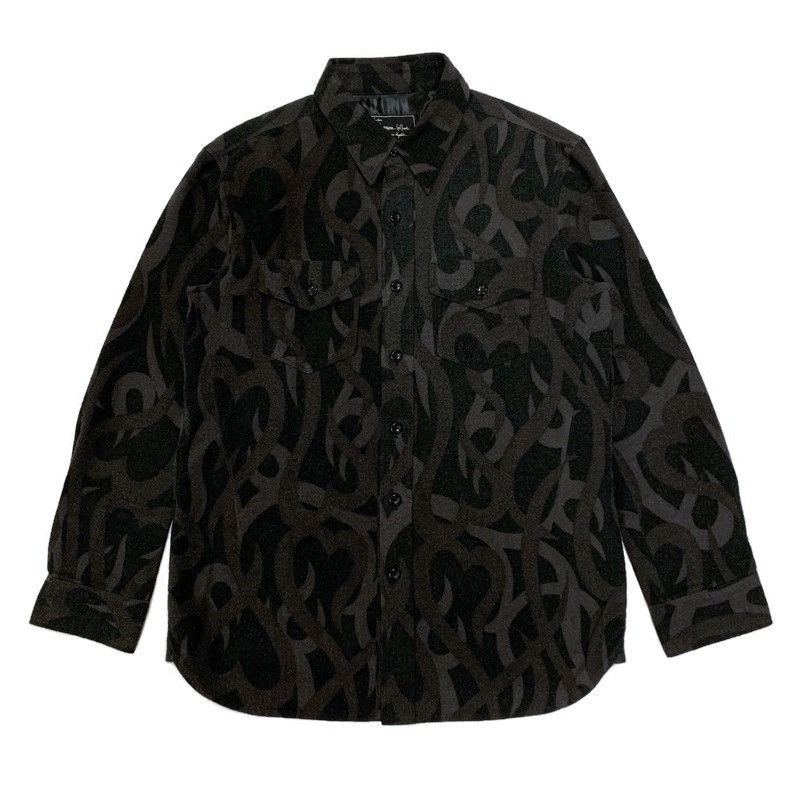 image of Number N Ine Number (N)Ine 2004Aw Tribal Heart Camo Button Up Shirt in Black, Men's (Size Large)