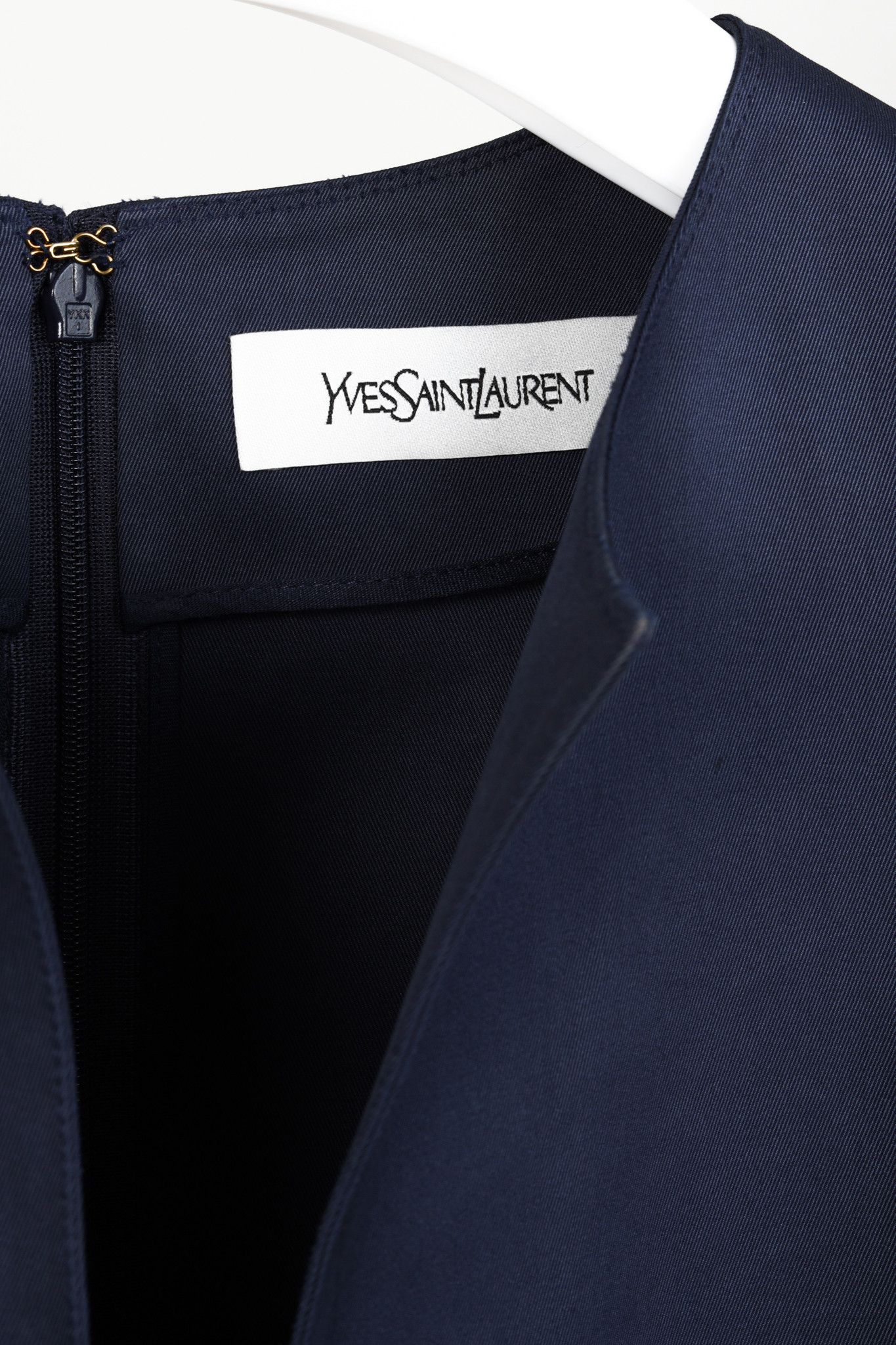 Yves Saint Laurent Yves Saint Laurent R/12 Navy Buttoned-Waist Dress Size M / US 6-8 / IT 42-44 - 4 Thumbnail
