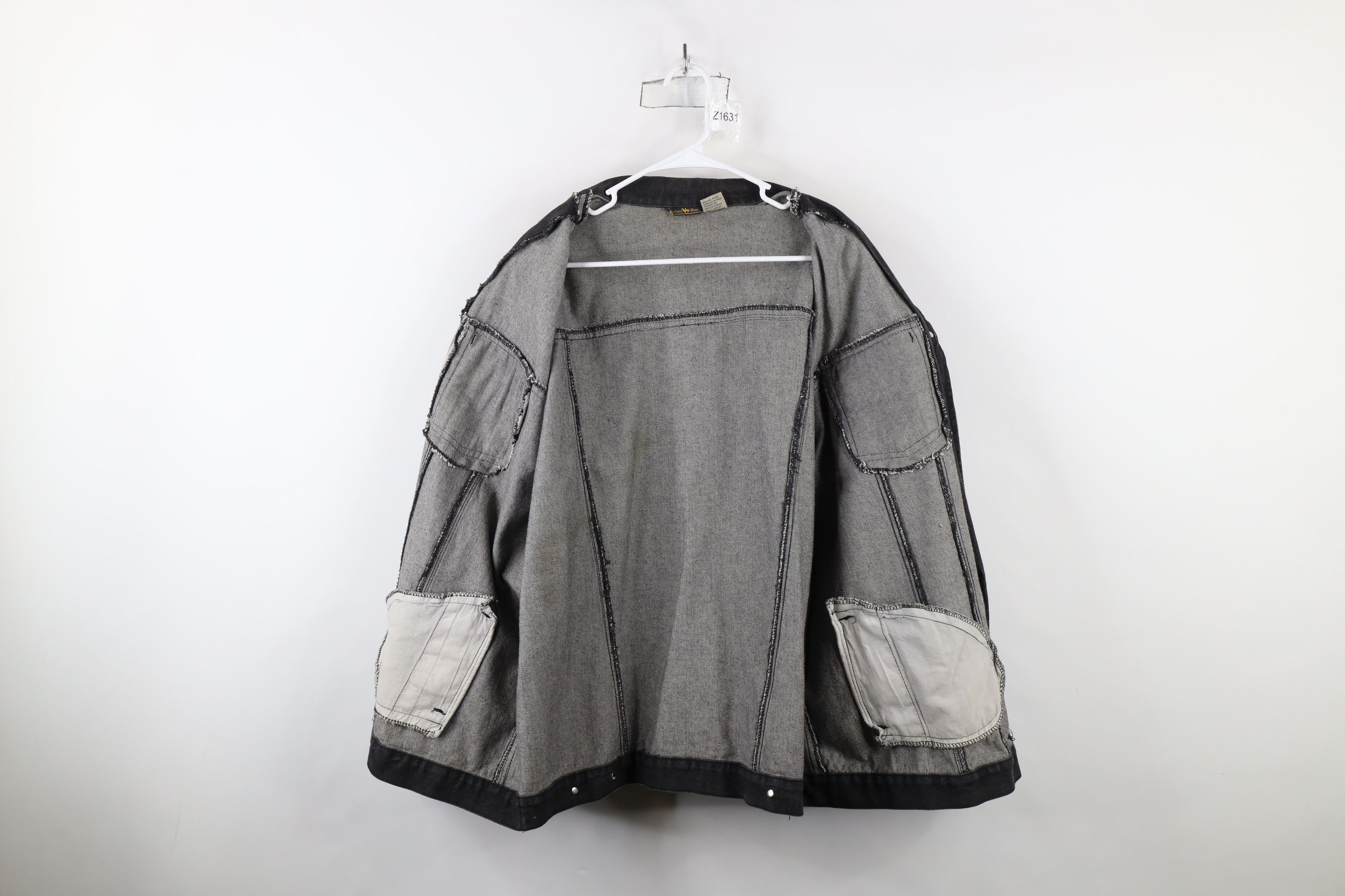 Vintage Vintage 90s Streetwear Baggy Denim Jean Trucker Jacket Black Size XL / US 12-14 / IT 48-50 - 13 Thumbnail