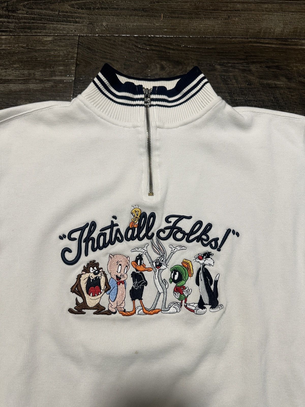 Vintage Looney Tunes That’s All Folks Quarter Zip Sweatshirt Size US XS / EU 42 / 0 - 2 Thumbnail