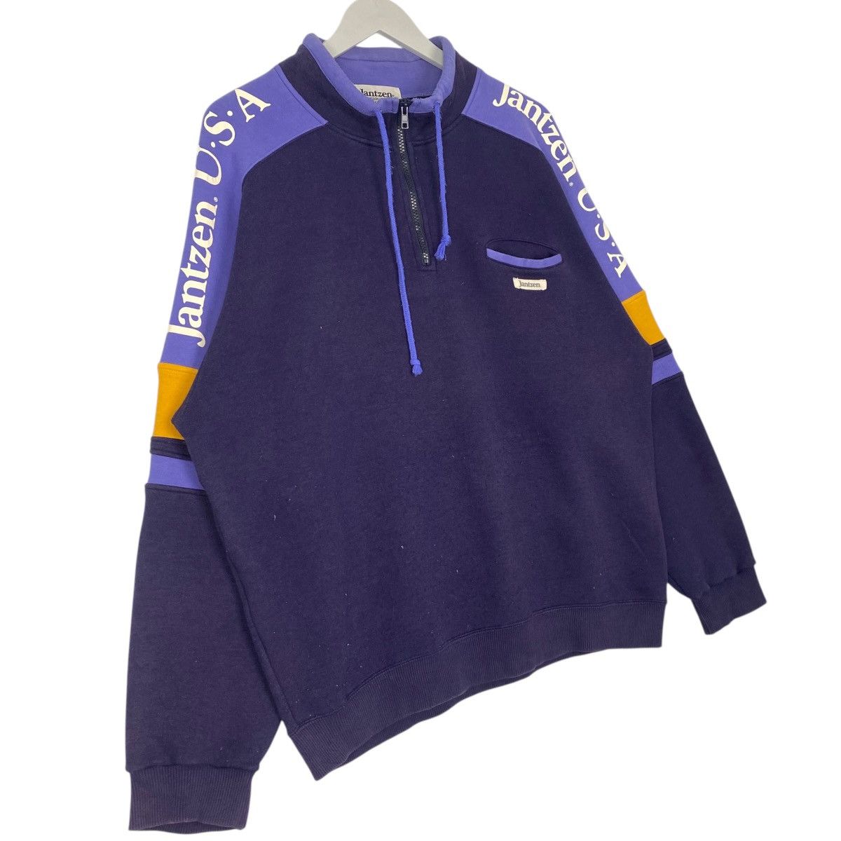 Vintage Vintage 90s Jantzen Sweatshirt Half Zip Collar Purple SizeLL Size US L / EU 52-54 / 3 - 3 Thumbnail