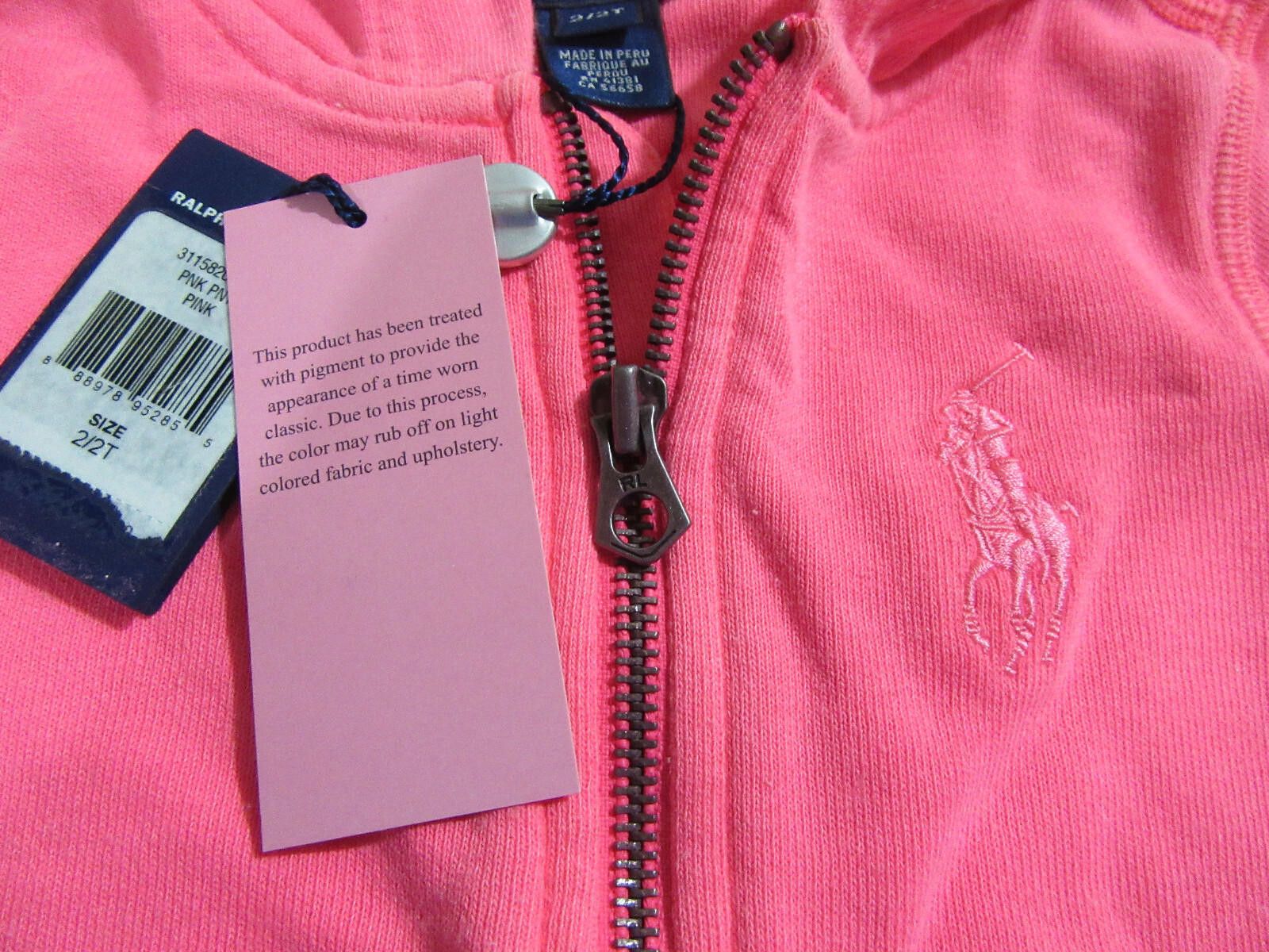 Polo Ralph Lauren Polo Ralph Lauren Girls Hooded Jacket Hoodie Pink 2T Size US XXS / EU 40 - 2 Thumbnail