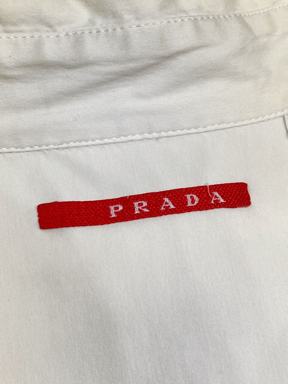 Prada Prada Tab Logo White Elastic Cotton Blend Pocket Shirt Size US M / EU 48-50 / 2 - 16 Thumbnail