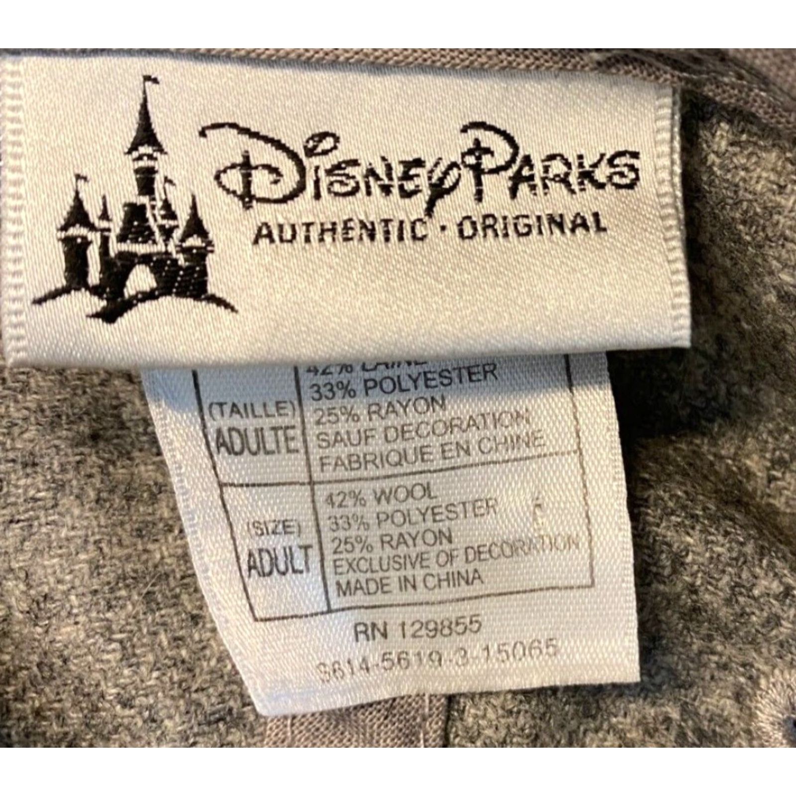 Vintage Mickey Mouse Hat Mens One Size Gray Wool Blend Strapback Disney Parks Adjustable Size ONE SIZE - 7 Thumbnail