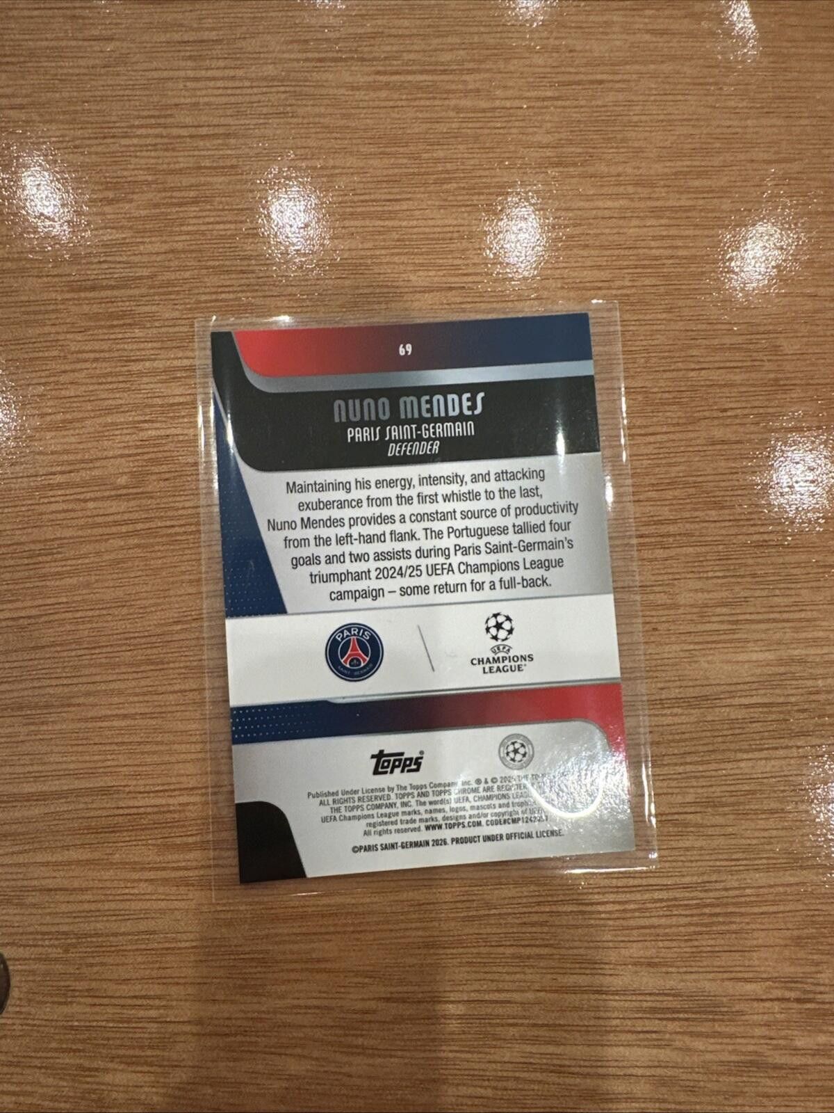 Other 2025-26 Topps Chrome- Nuno Mendes Lava Orange 14/25 Size ONE SIZE - 2 Thumbnail