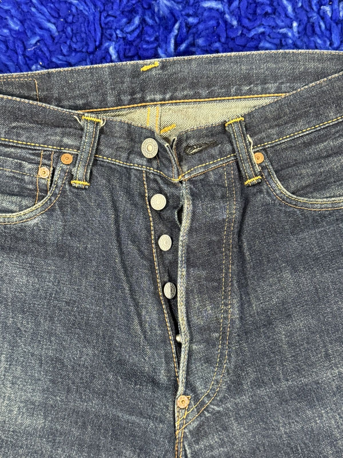 Evisu ⚡Rare Early 00s Yellow Mighty Evisu Daicock Painted Regular Size US 30 / EU 46 - 9 Thumbnail