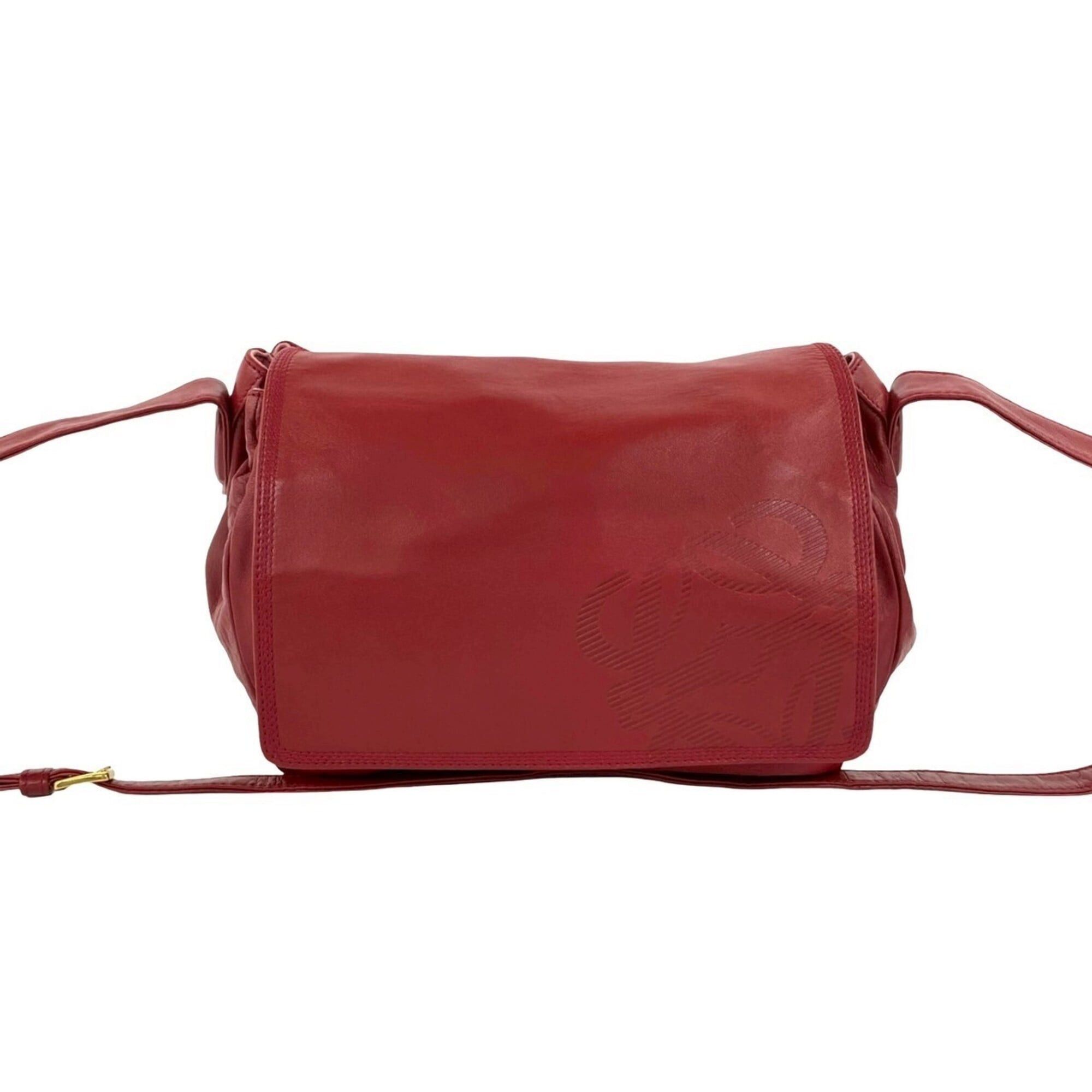 Loewe LOEWE Vintage Anagram Logo Nappa Leather Drawstring Shoulder Bag/Pouch/Sacoche, Red, 28094 Size ONE SIZE - 1 Thumbnail